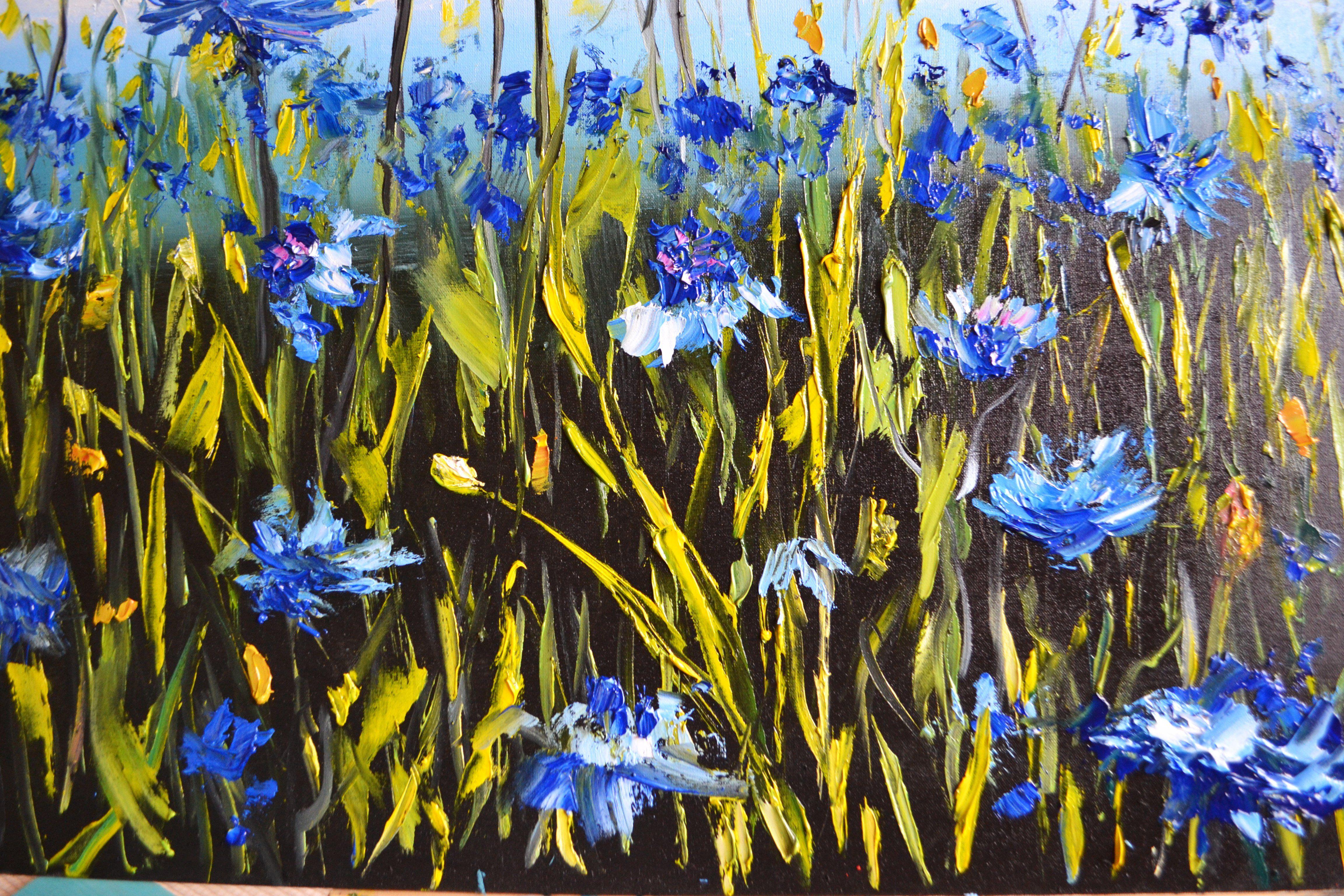 Kornblumenfeld, Gemälde, Öl auf Leinwand (Impressionismus), Painting, von Valeria Radzievska