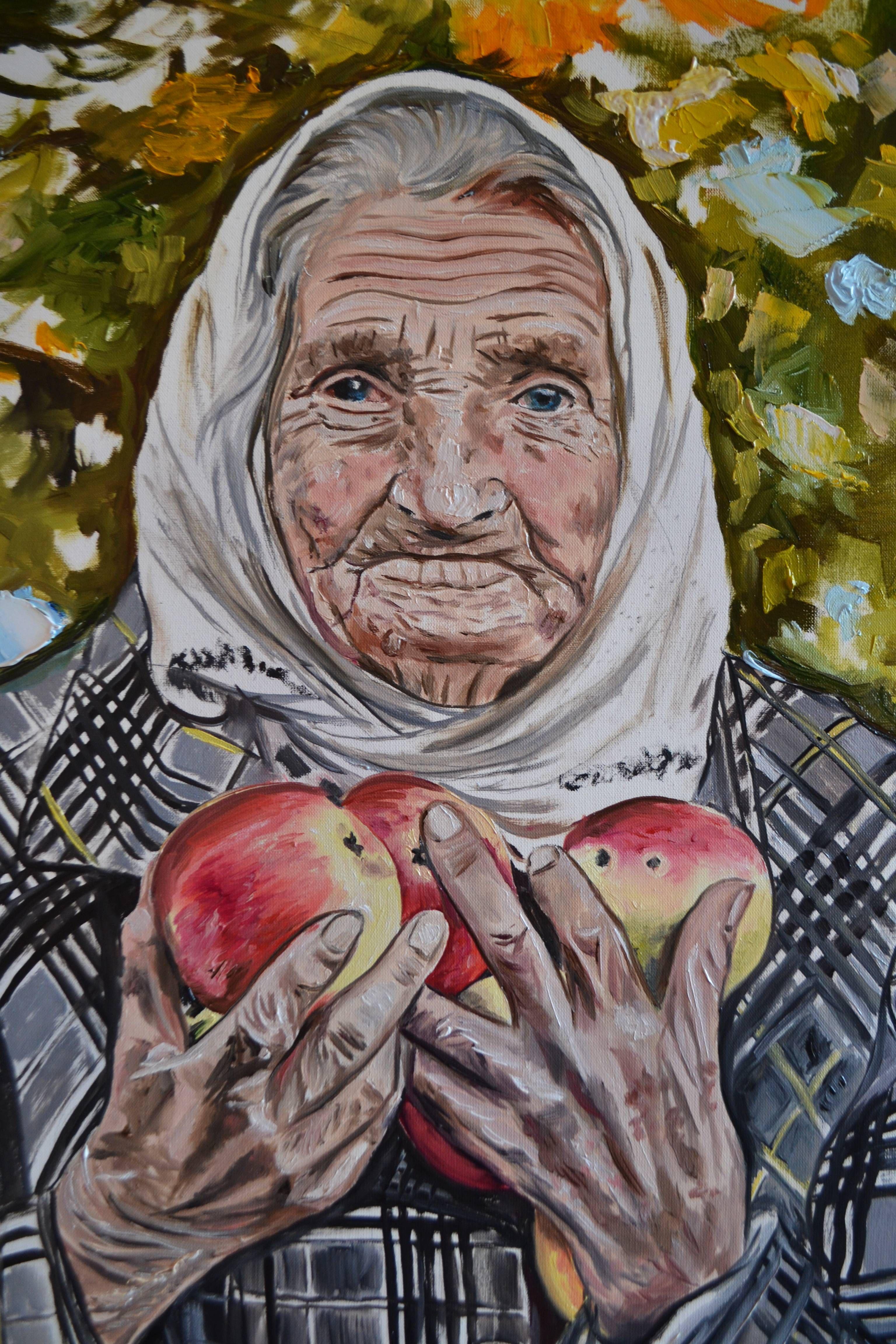 Grandma's Apples, Painting, Oil on Canvas For Sale 2