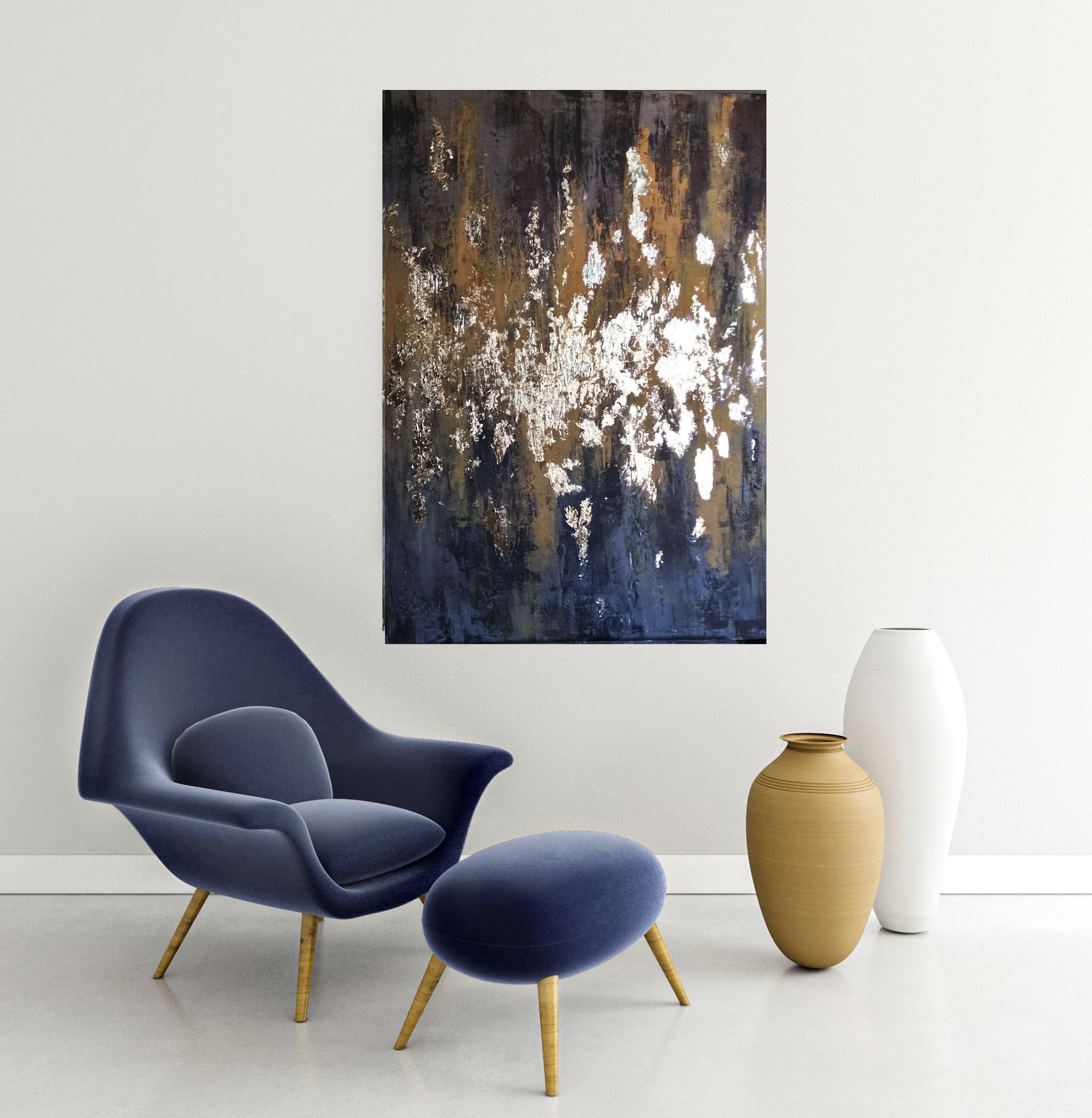 Hearth, Gemälde, Acryl auf Leinwand (Schwarz), Abstract Painting, von Valeria Radzievska
