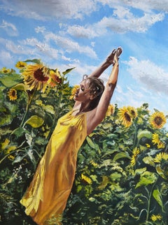 Self-portrait with Sunflowers, Painting, Oil on Other