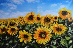 Sunflowers under the Ukrainian Sky, Painting, Oil on Canvas