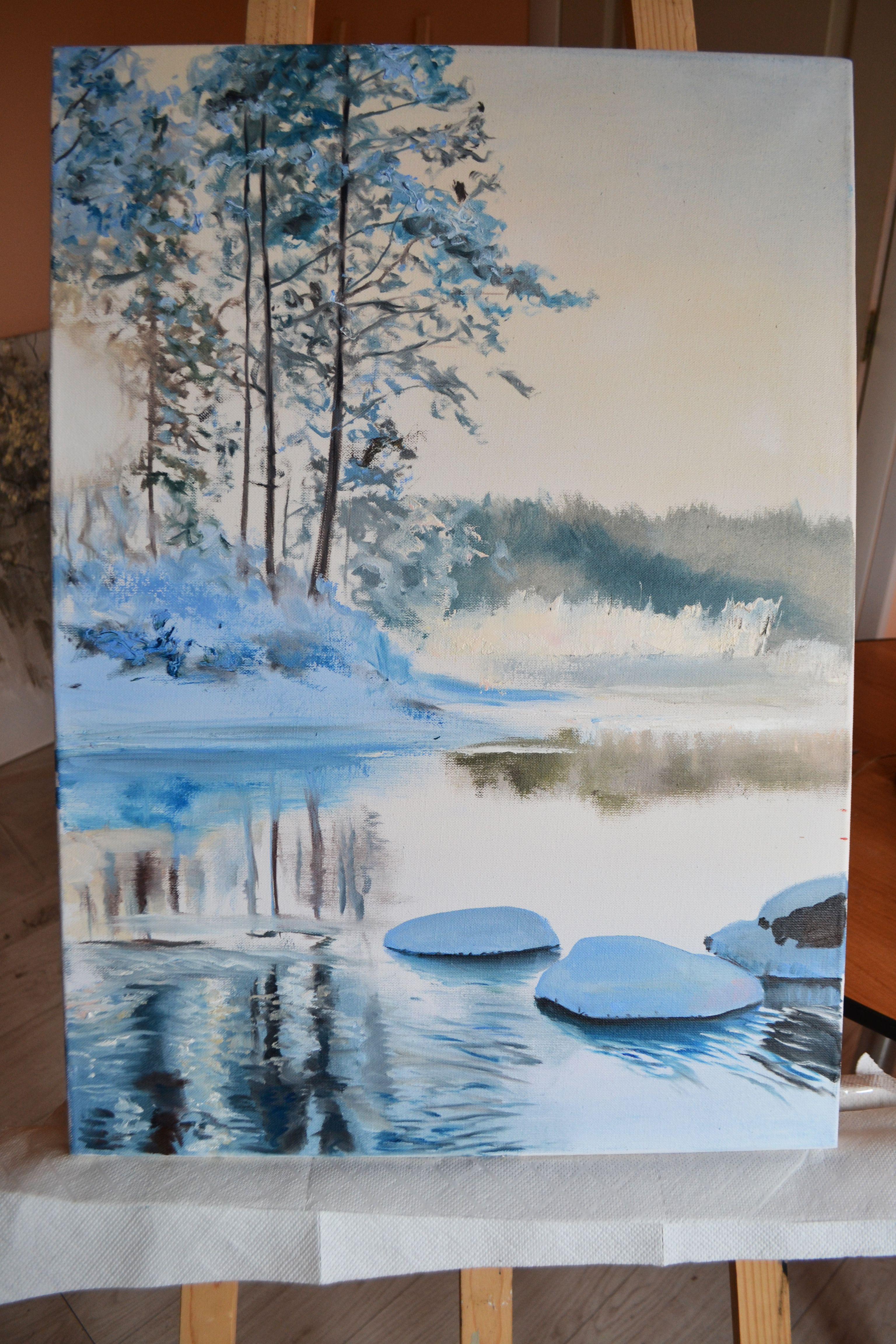 Winter Morning, Painting, Oil on Canvas For Sale 3