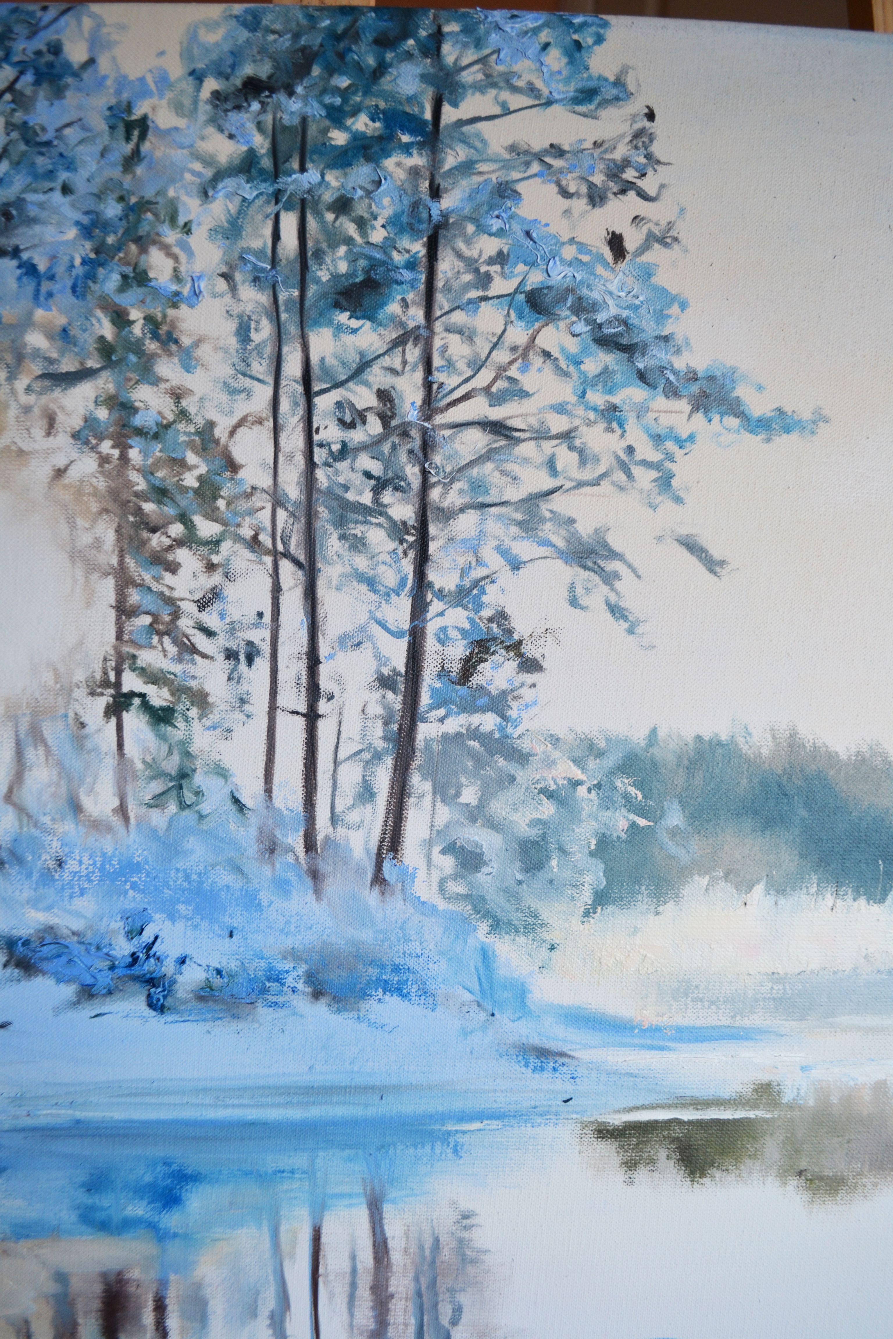 Winter Morning, Painting, Oil on Canvas For Sale 4