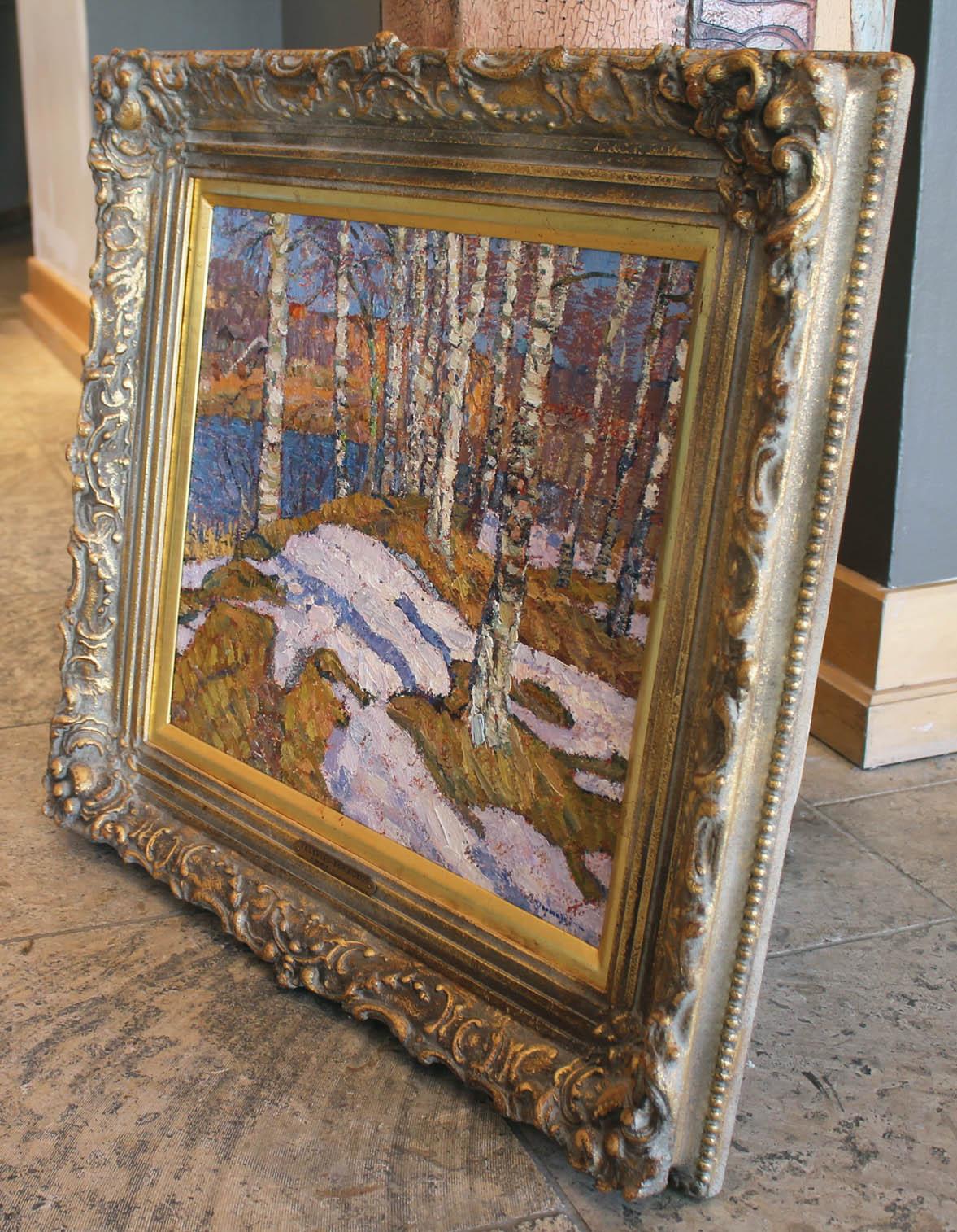 March Birch Trees - Brown Landscape Painting by Valerian Formozov