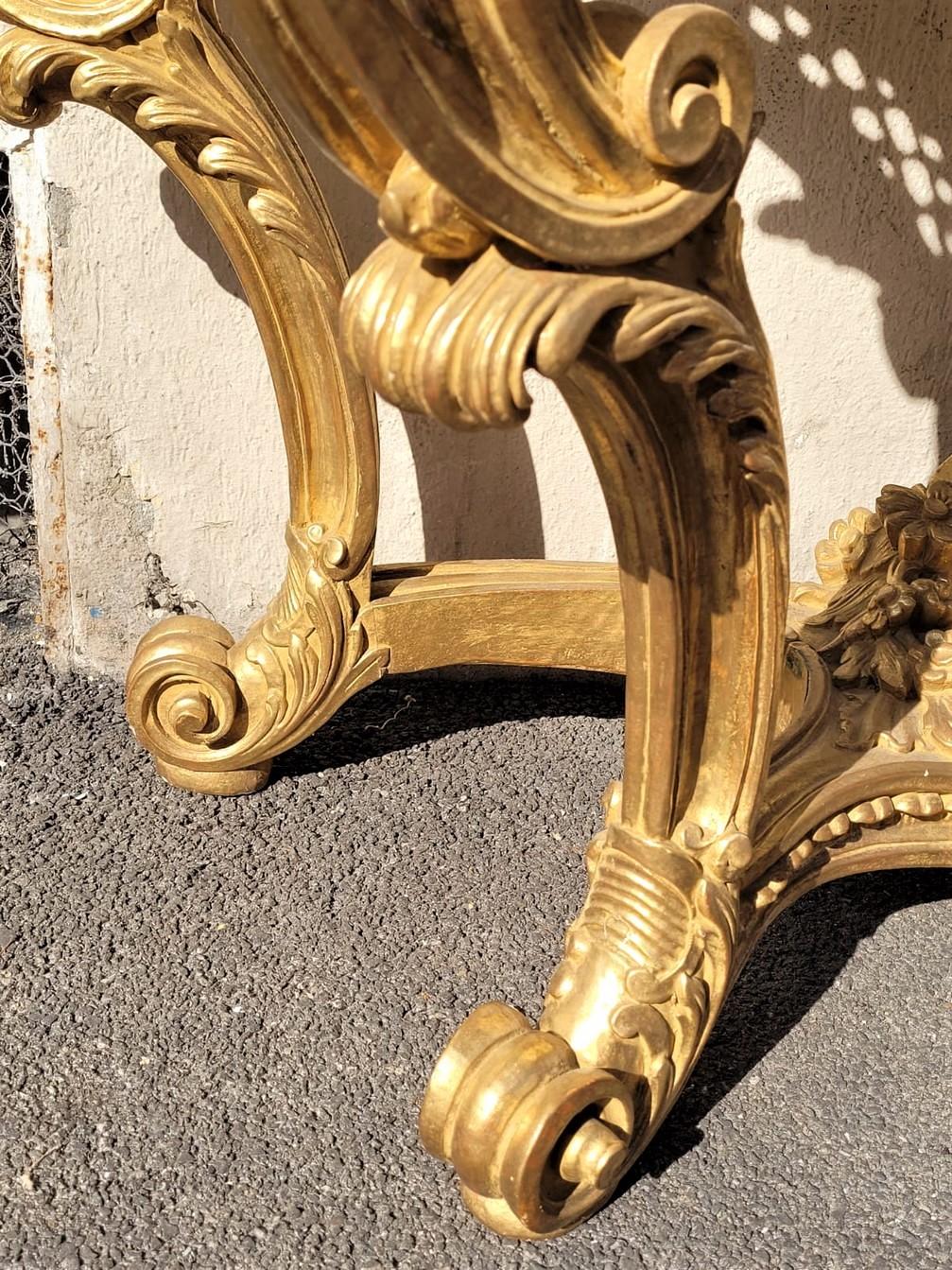 Valerian Rybar, Rocaille Console in Golden Wood, 20th Century For Sale 4