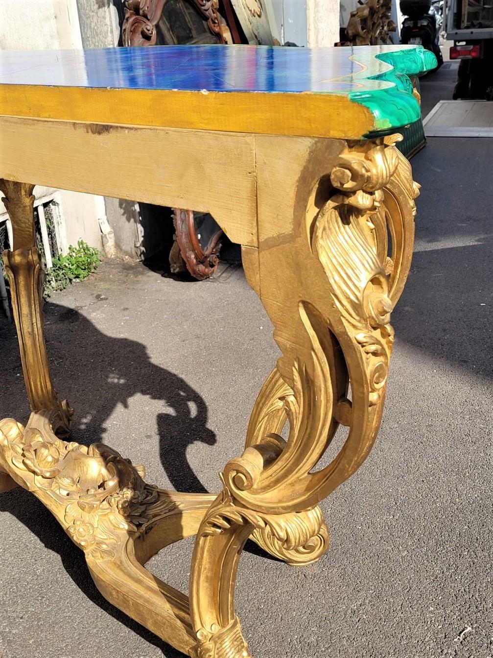 Valerian Rybar, Rocaille Console in Golden Wood, 20th Century For Sale 8