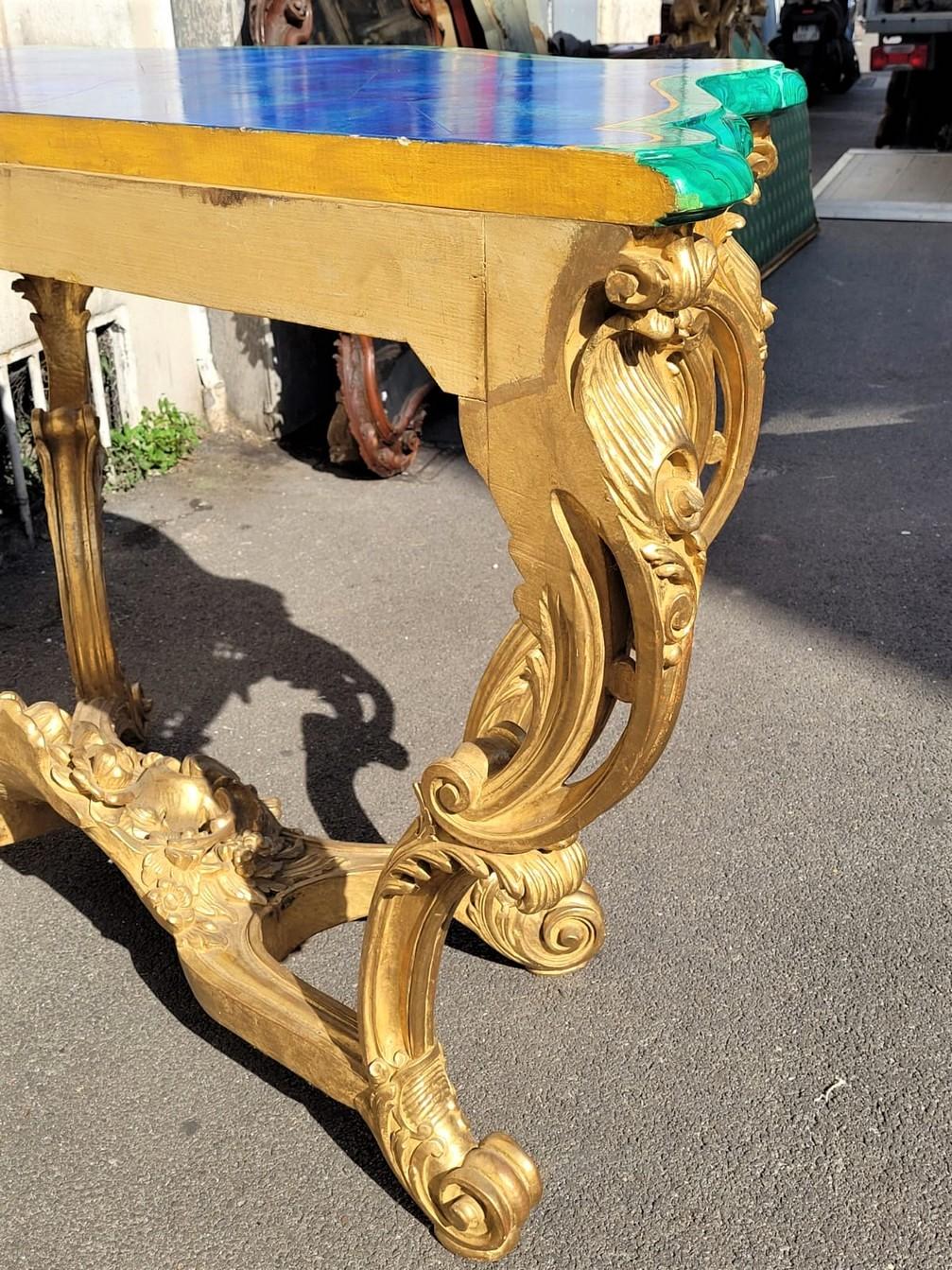 Valerian Rybar, Rocaille Console in Golden Wood, 20th Century For Sale 12