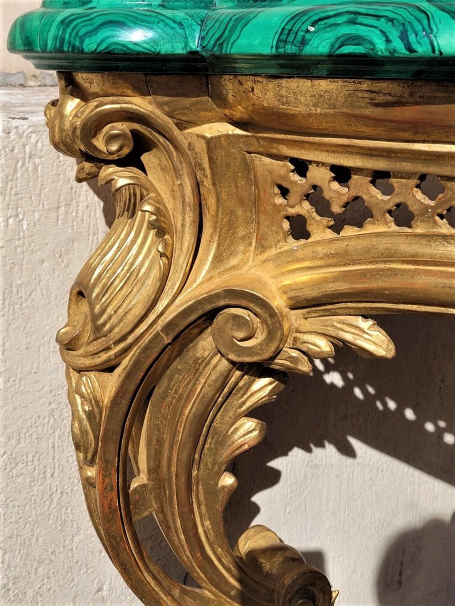 Louis XV Valerian Rybar, Rocaille Console in Golden Wood, 20th Century For Sale