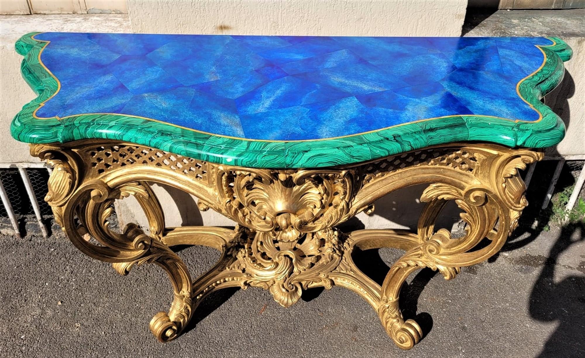 Painted Valerian Rybar, Rocaille Console in Golden Wood, 20th Century For Sale