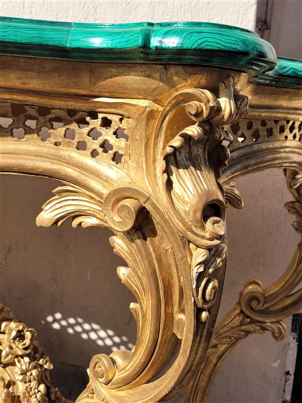 Valerian Rybar, Rocaille Console in Golden Wood, 20th Century For Sale 2