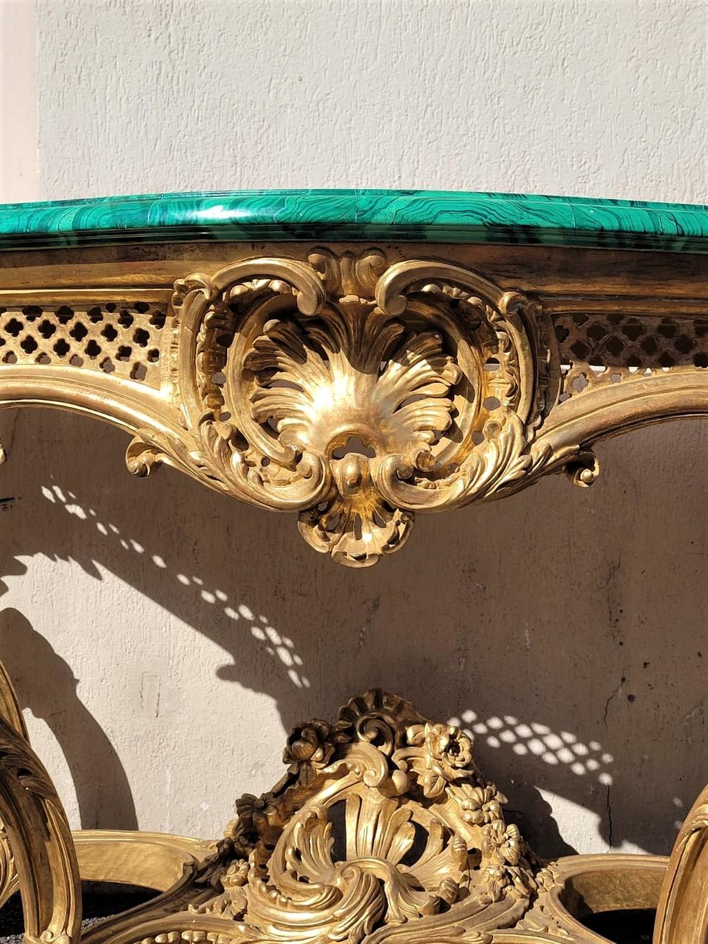 Valerian Rybar, Rocaille Console in Golden Wood, 20th Century For Sale 3