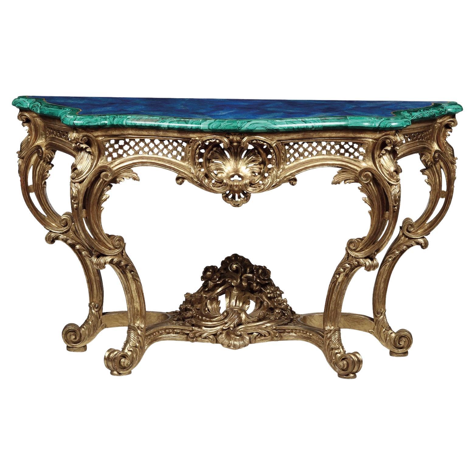 Valerian Rybar, Rocaille Console in Golden Wood, 20th Century