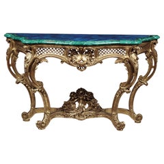 Retro Valerian Rybar, Rocaille Console in Golden Wood, 20th Century