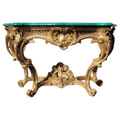 Vintage Valerian Rybar, Rocaille Console in Golden Wood, 20th Century