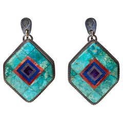 Orecchini con intarsio in argento 925 di Valery Aldrich - Turchese della Bella Addormentata