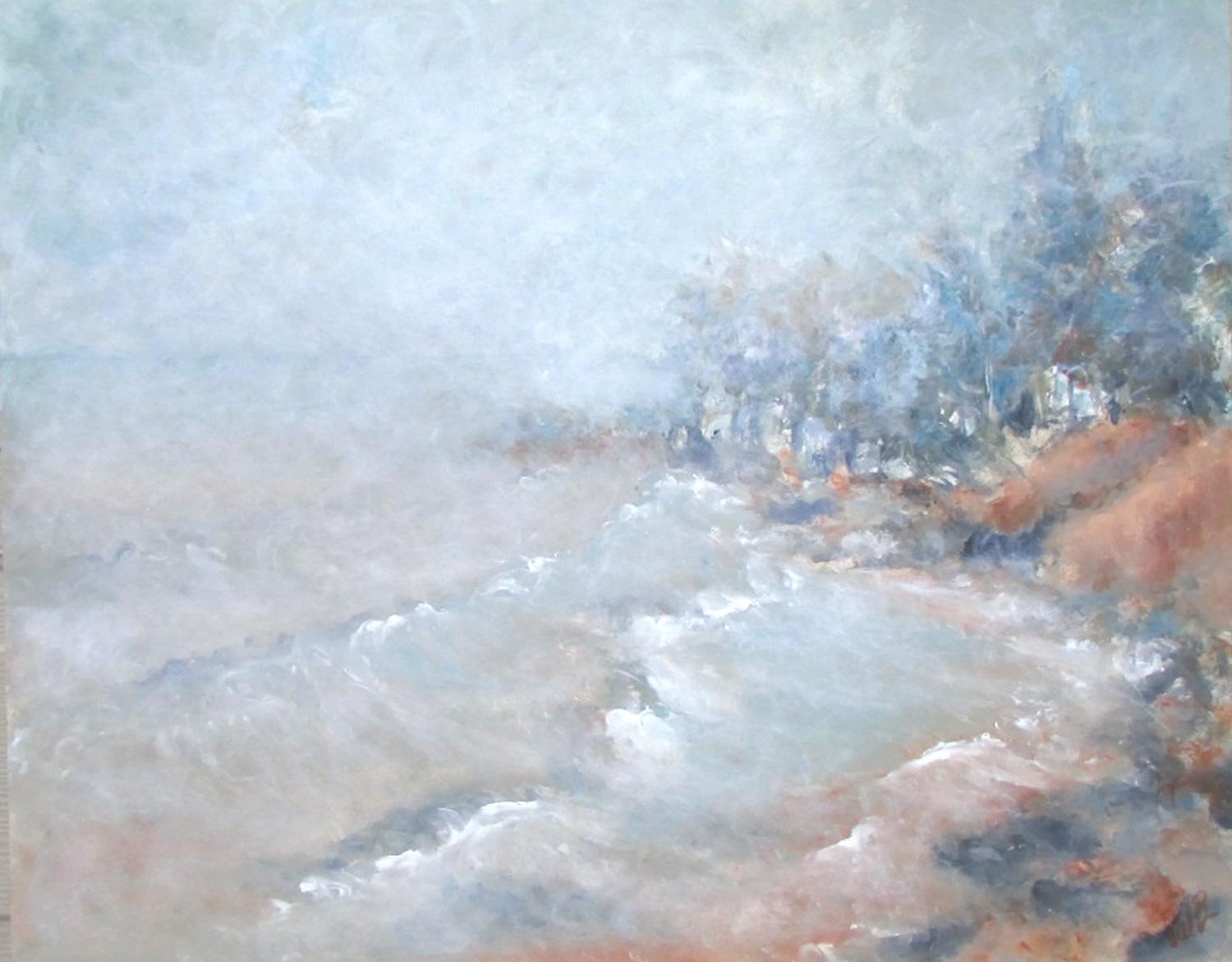 Landscape Painting Valerie Berkely - Play Misty for Me, peinture à l'huile abstraite