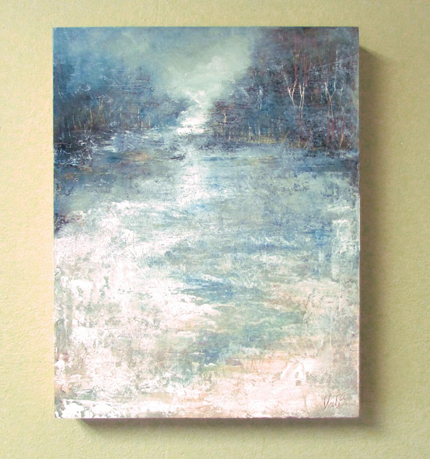 Song d'hiver, peinture à l'huile abstraite - Painting de Valerie Berkely