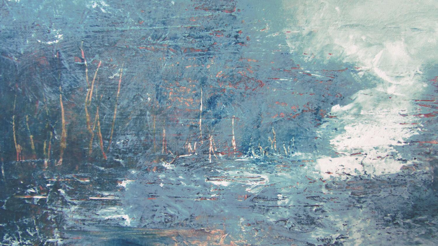 Song d'hiver, peinture à l'huile abstraite - Abstrait Painting par Valerie Berkely