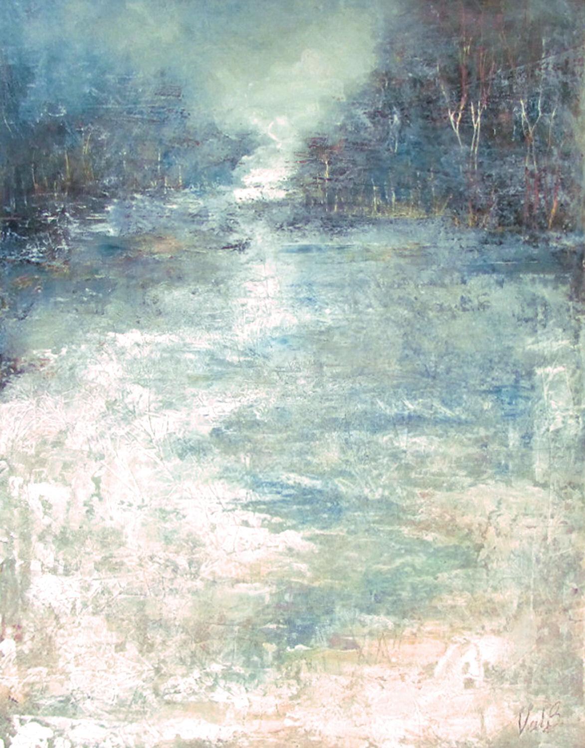 Abstract Painting Valerie Berkely - Song d'hiver, peinture à l'huile abstraite