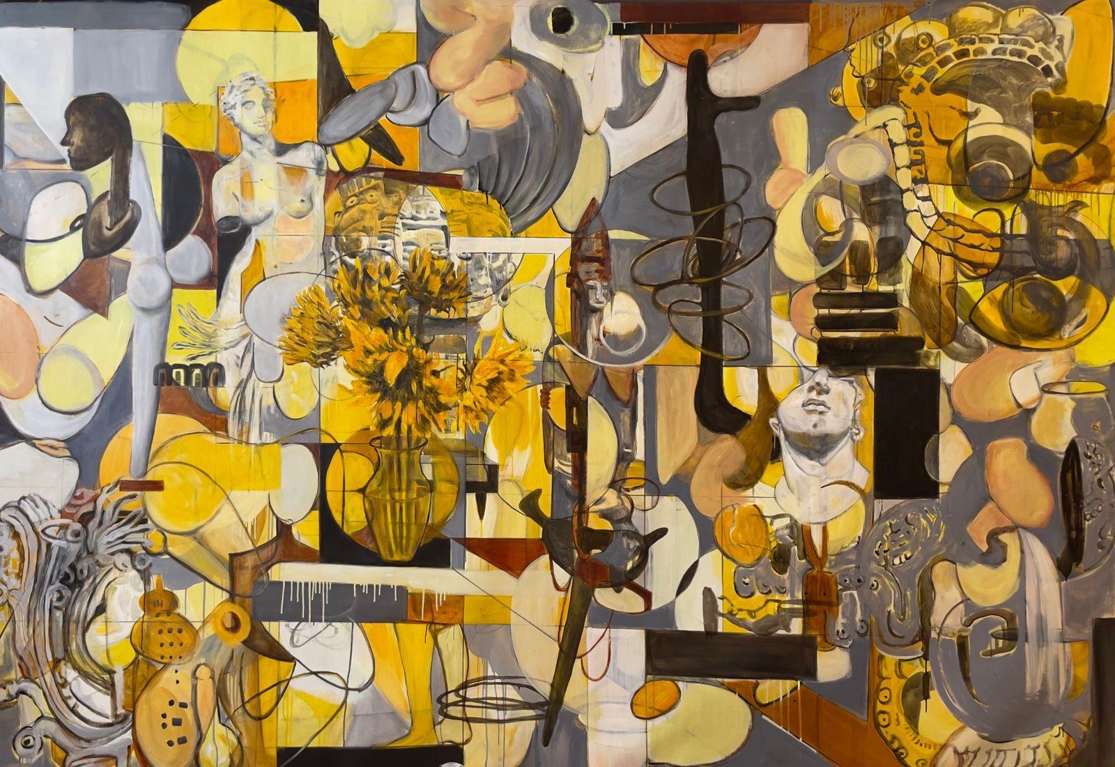 Valerie Campos Abstract Painting - Yellow Studio