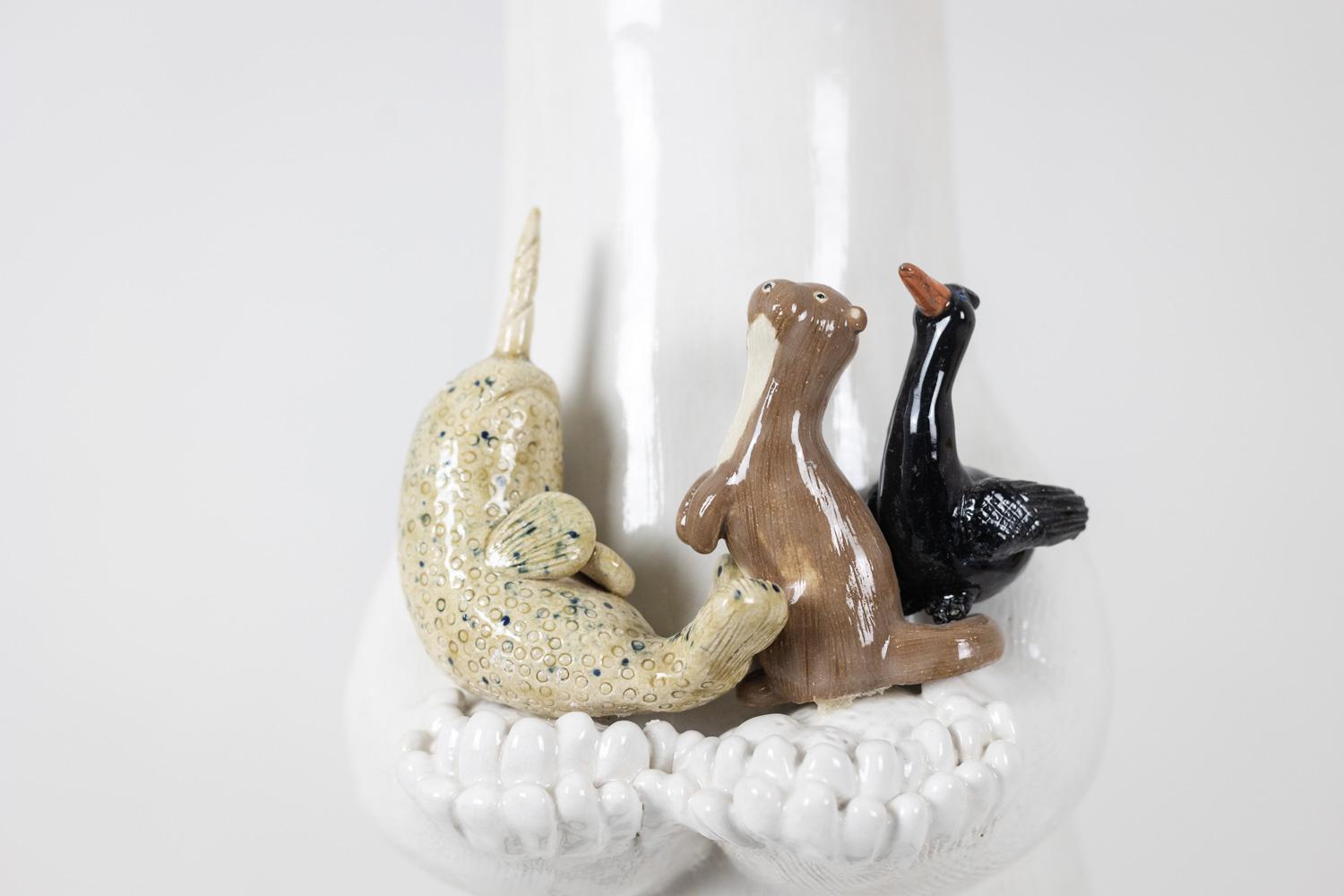 French Valérie Courtet. Bear presenting 3 animals. Contemporary. For Sale