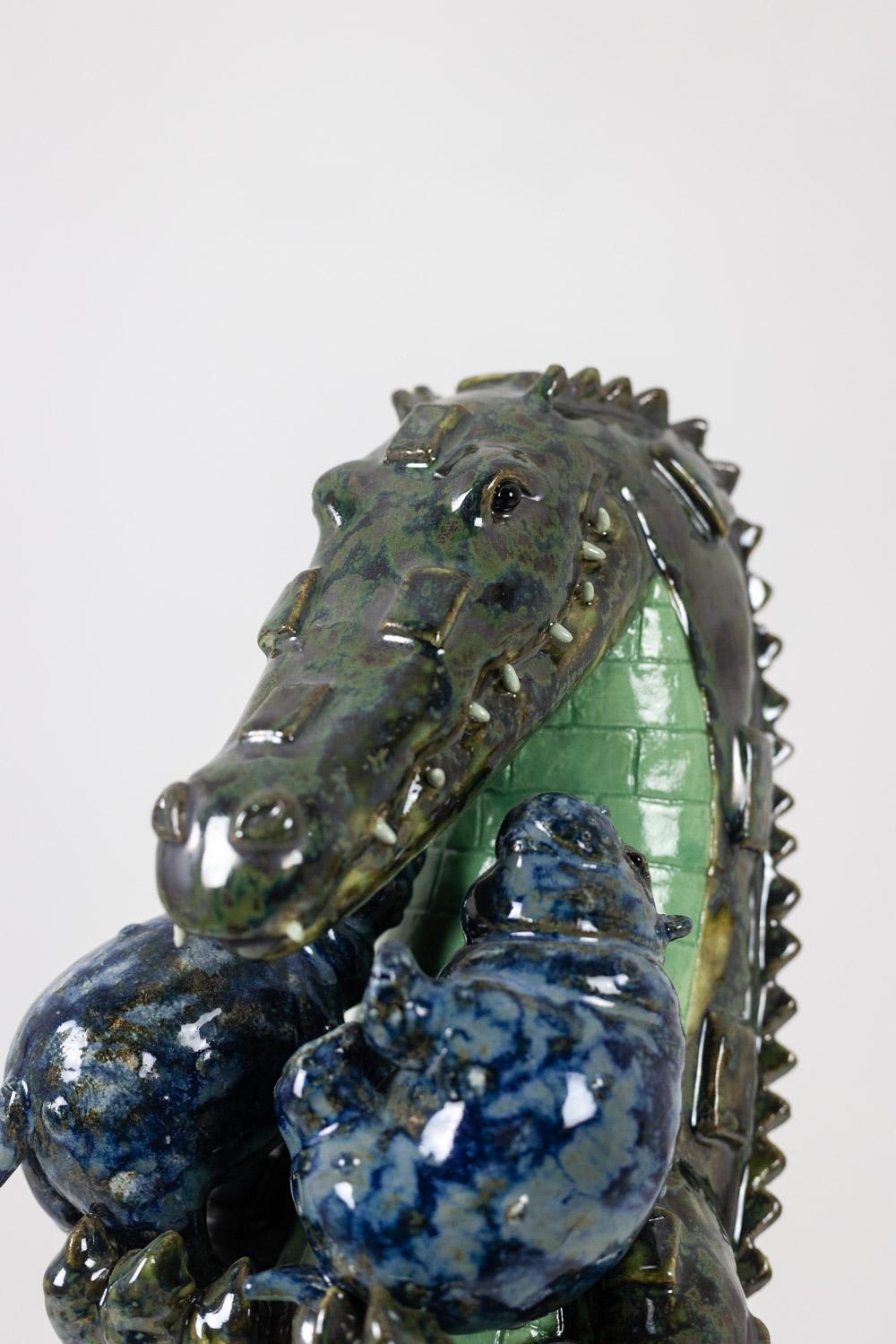 20th Century Valerie Courtet. Crocodile carrying hippos. Contemporary. For Sale