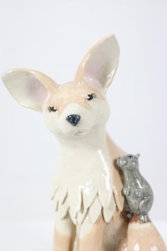 Valérie Courtet. Fennec in enameled stoneware. Contemporary work.