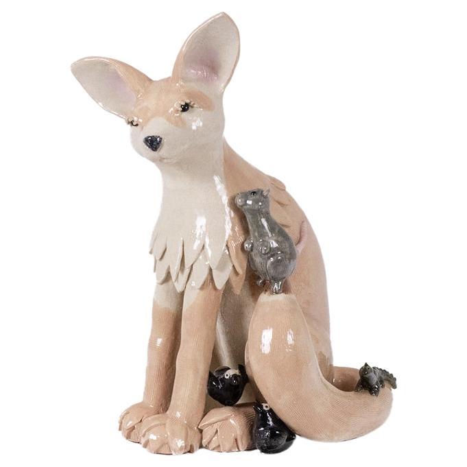 Valérie Courtet. Fennec en gres esmaltado. Obra contemporánea.