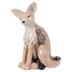 Valérie Courtet. Fennec en gres esmaltado. Obra contemporánea.