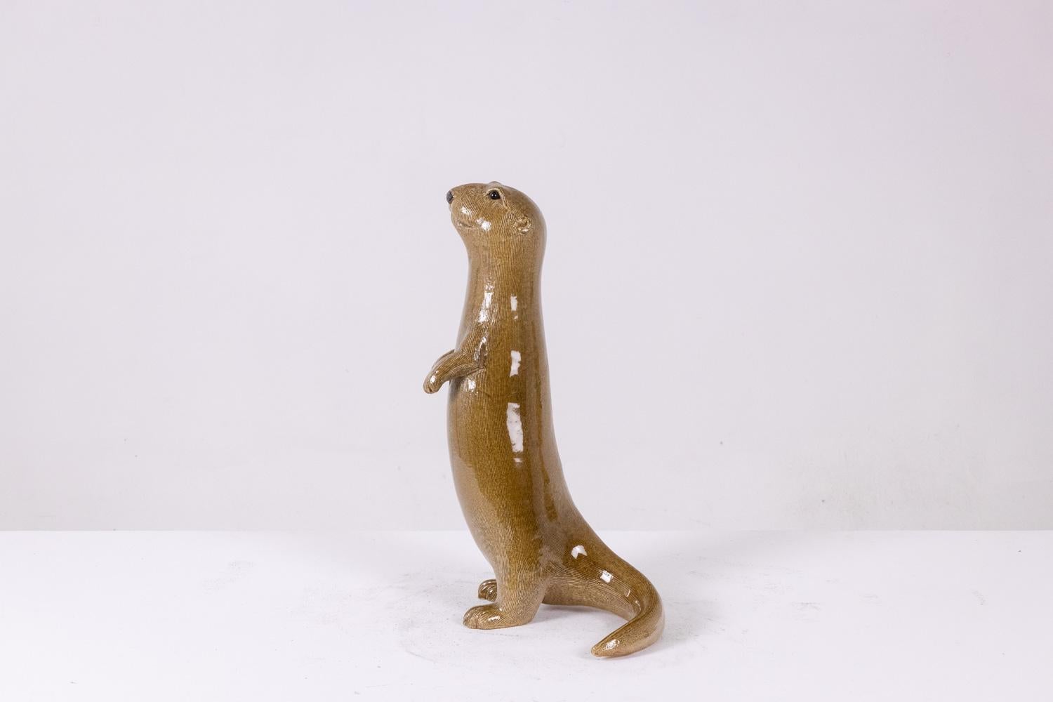 Valérie Courtet, Nutria en chamota y gres esmaltado. Obra contemporánea Francés en venta