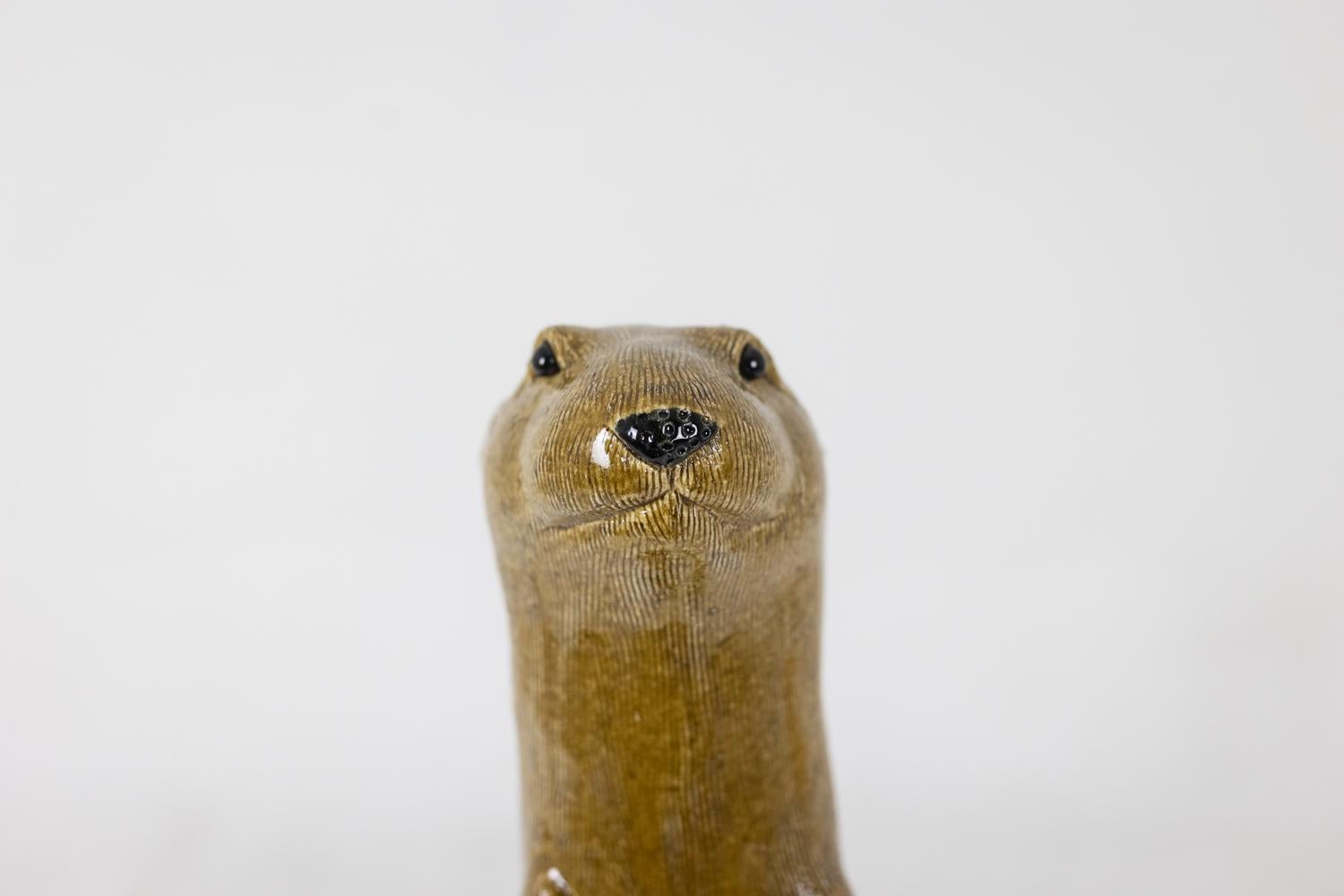 Valérie Courtet, Nutria en chamota y gres esmaltado. Obra contemporánea en Excelente estado para la venta en Saint-Ouen, FR