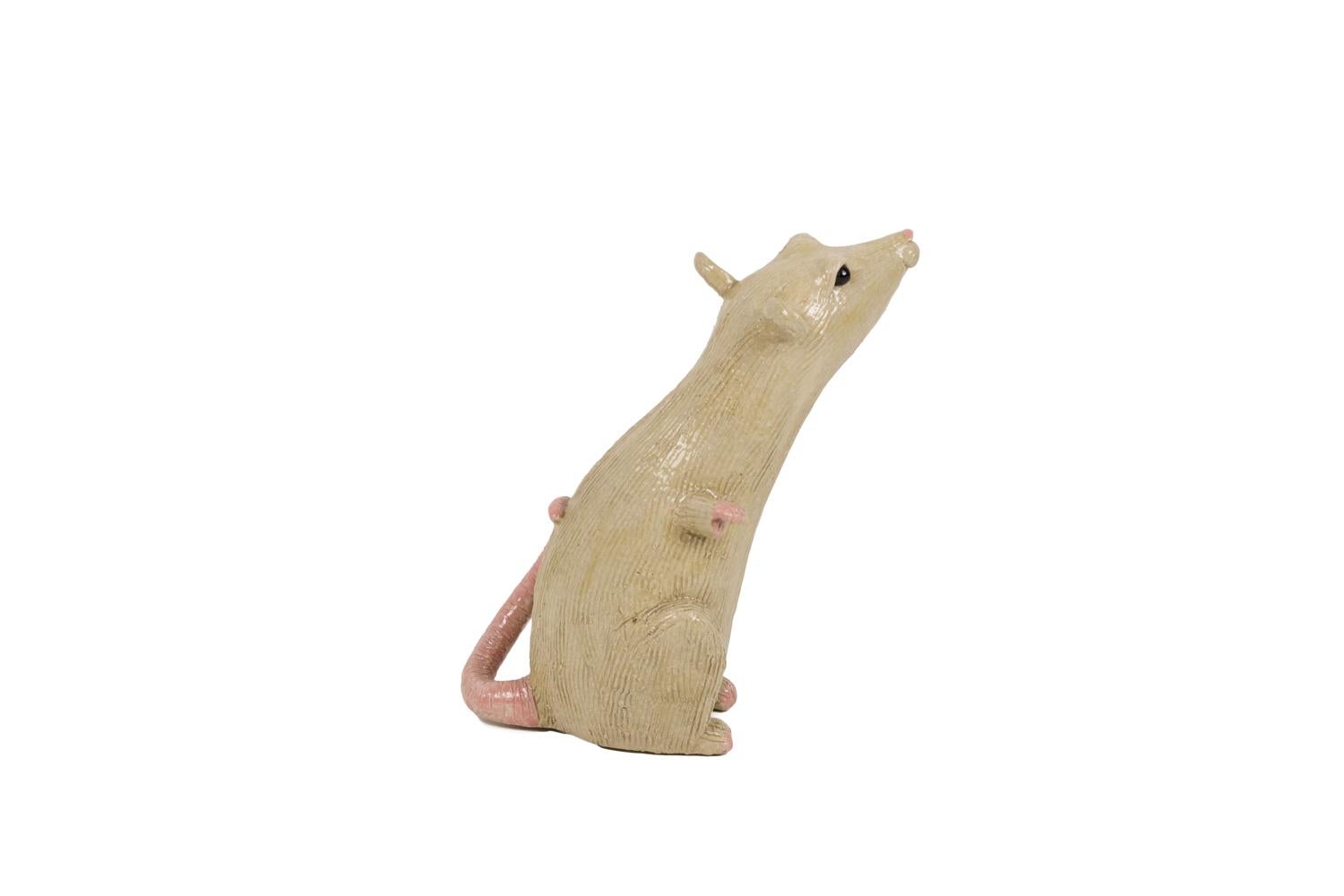 European Valérie Courtet, Rat, Glazed Stoneware Sculpture For Sale