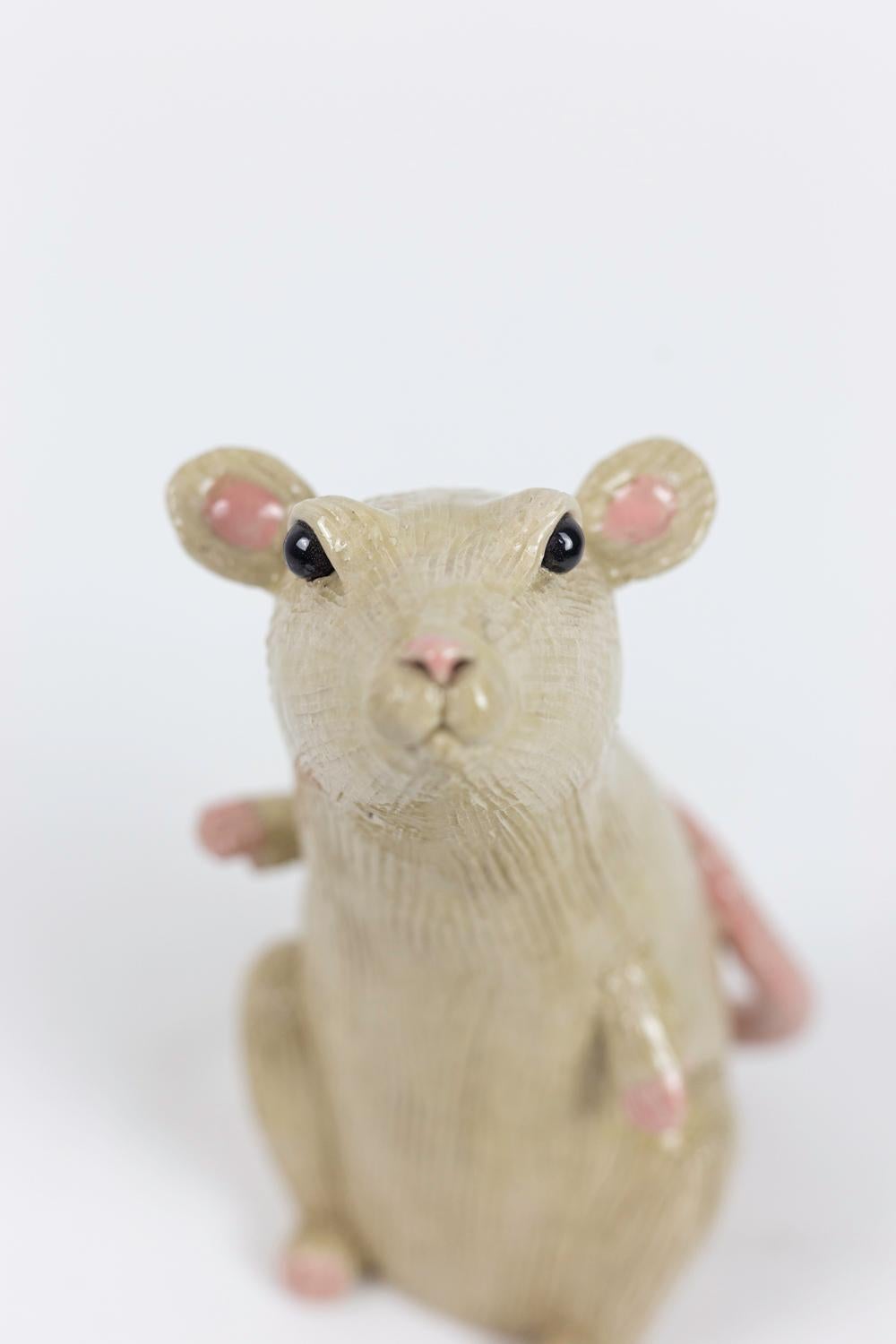 Contemporary Valérie Courtet, Rat, Glazed Stoneware Sculpture For Sale