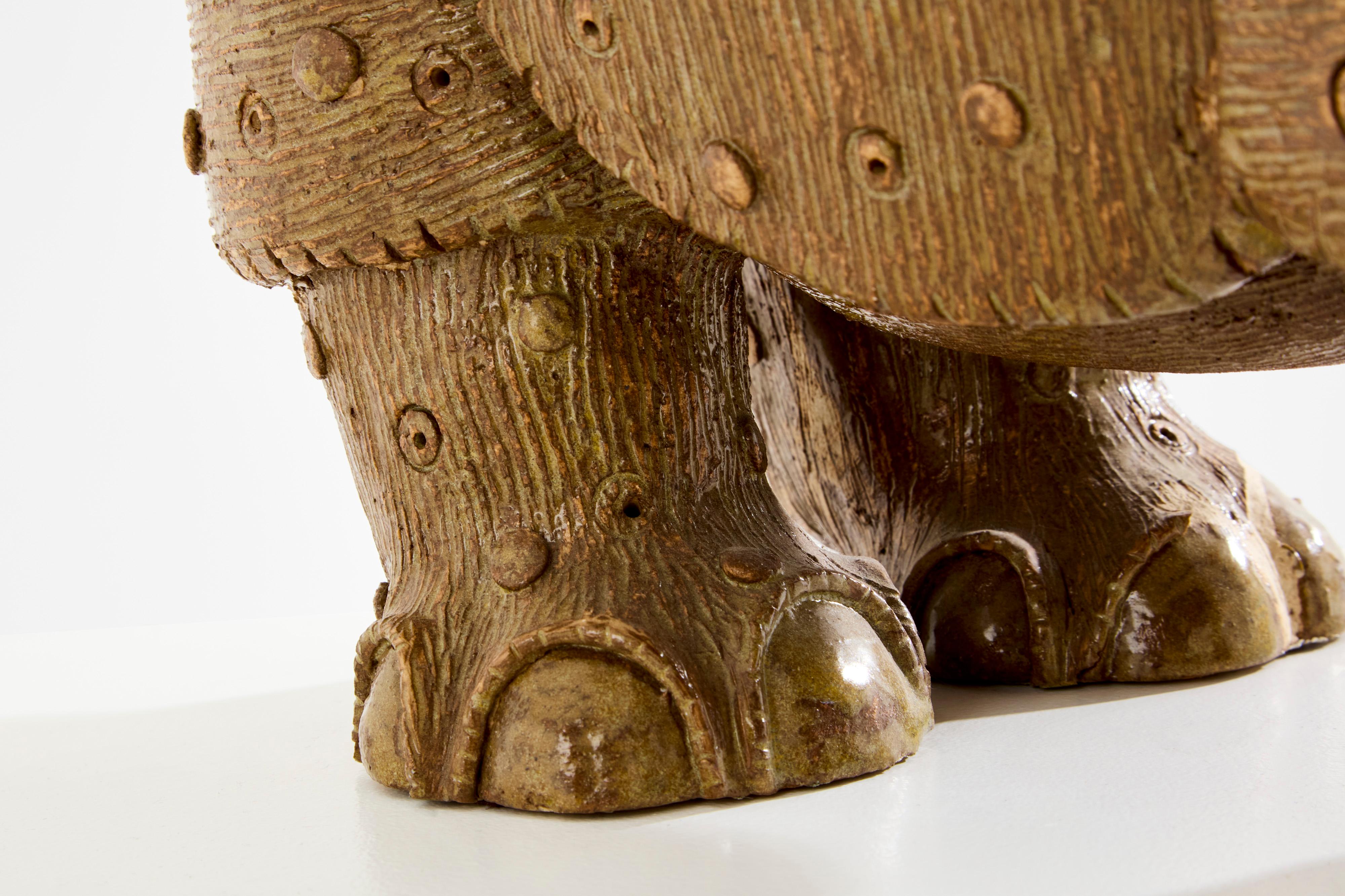 Valérie Courtet rhinoceros sculpture glazed stoneware circa 2010 For Sale 1