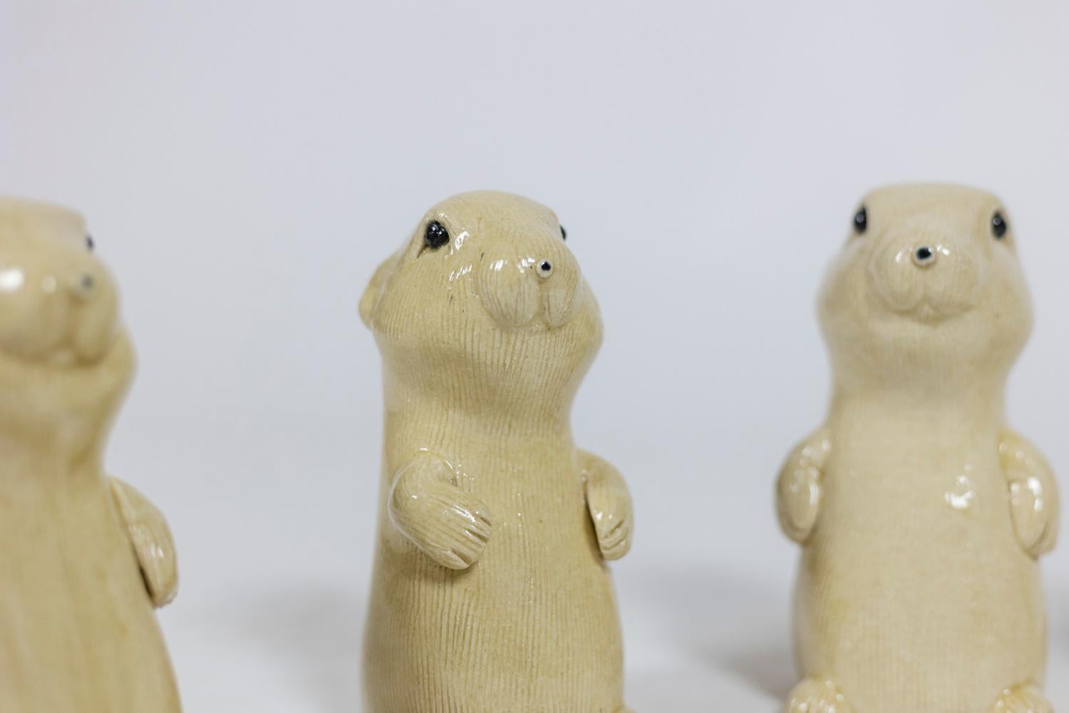 Valerie Couret, signed.

Set of six ceramic prairie dogs, in shades of beige.

Contemporary French craftsmanship.

The price is indicated per unit!
