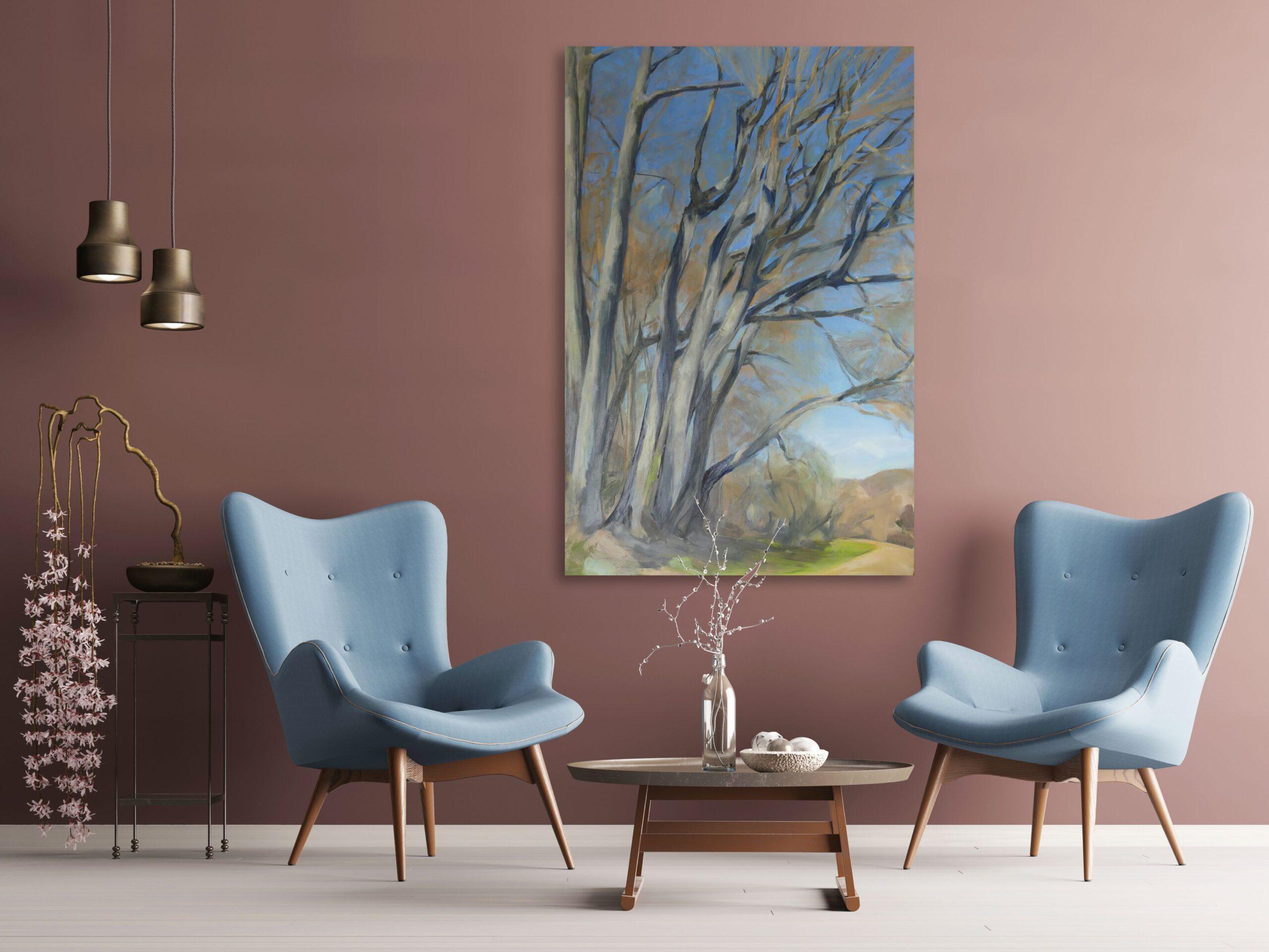 Bouquet d'arbres de Valérie de Sarrieu - Huile sur toile, paysage en vente 1