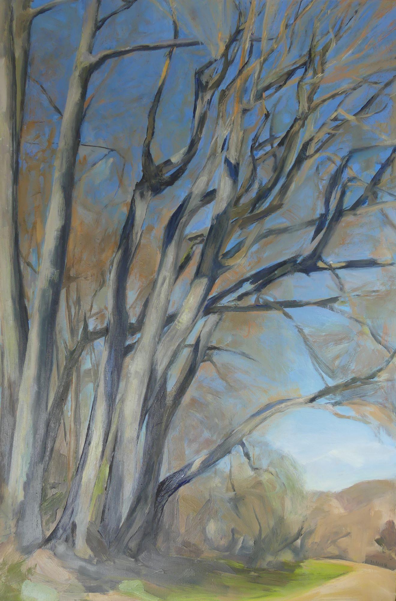 Bouquet d'arbres de Valérie de Sarrieu - Huile sur toile, paysage