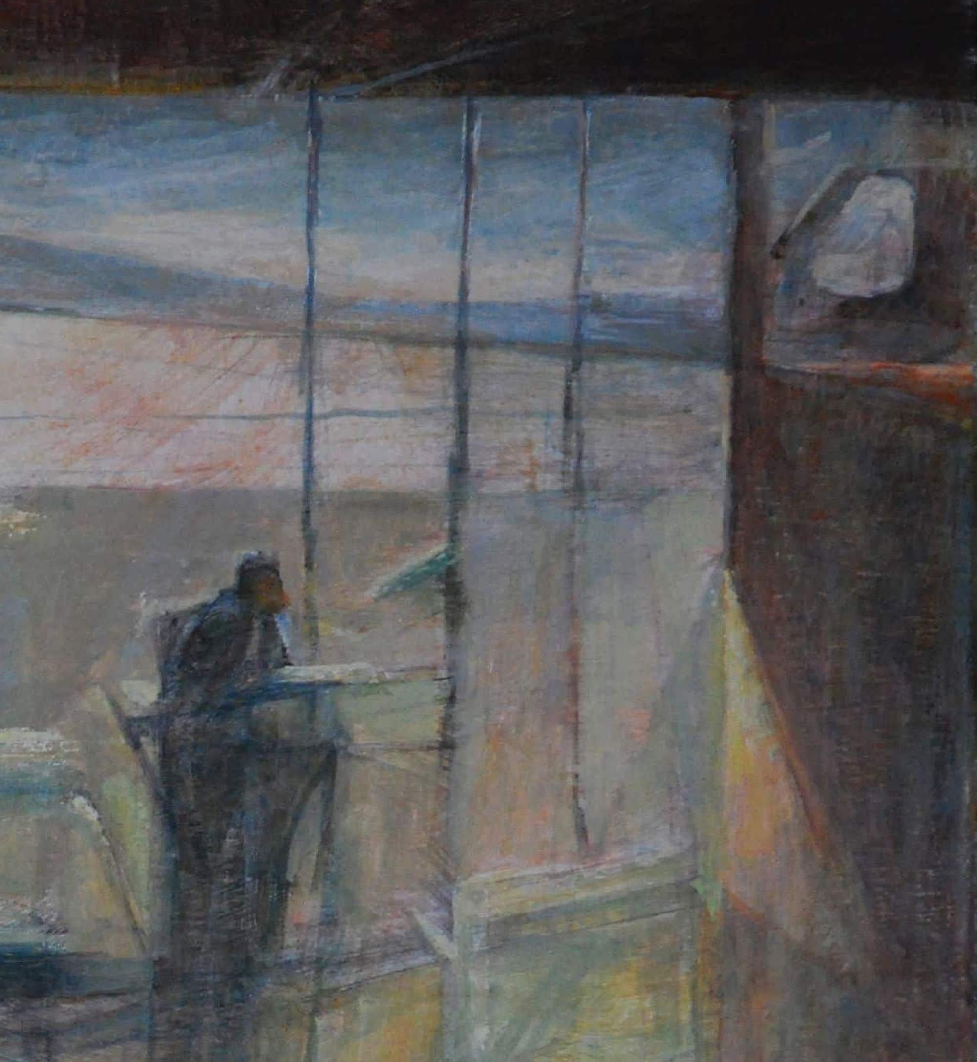 Au bord de l'eau III par Valérie de Sarrieu - Huile sur bois, paysage en vente 2