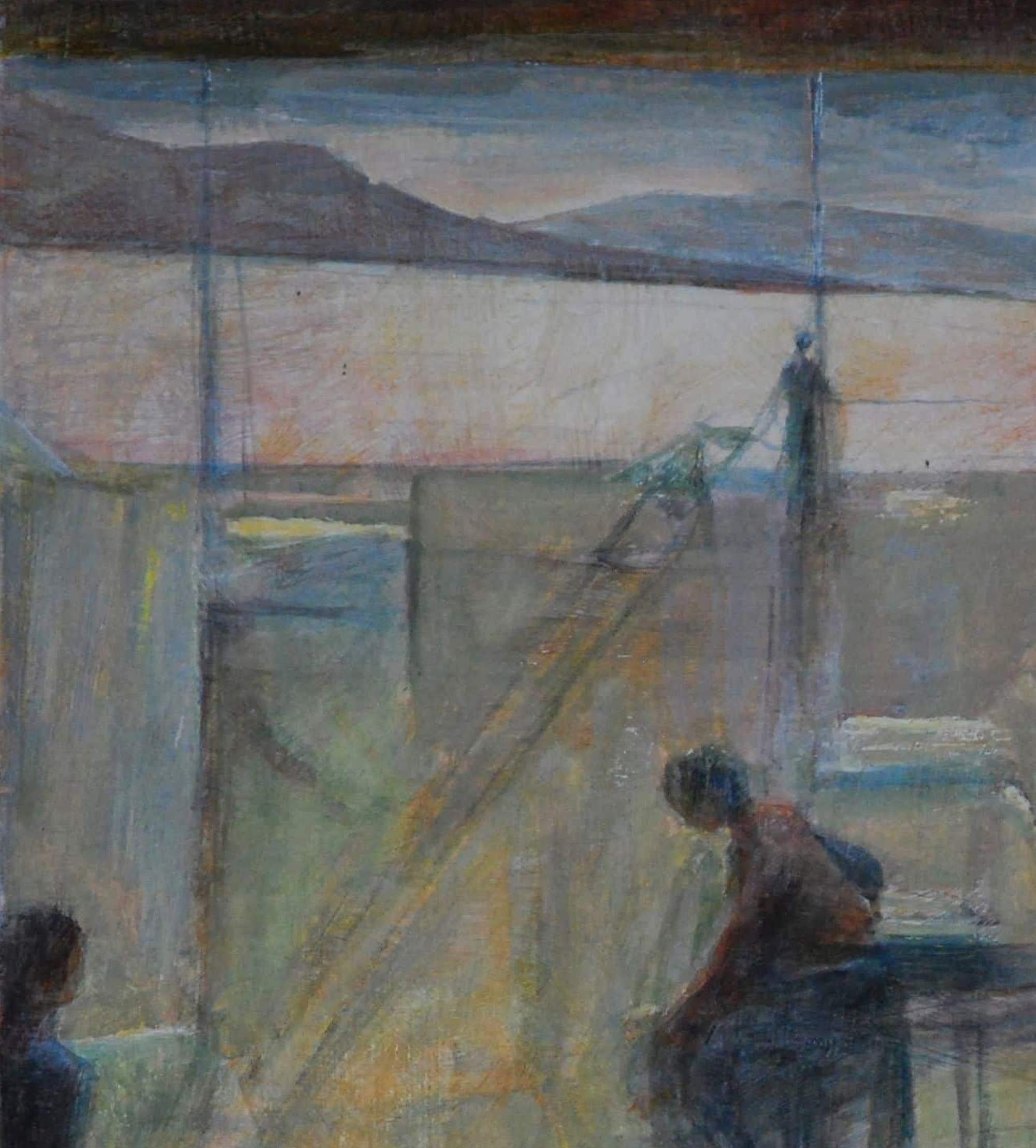 Au bord de l'eau III par Valérie de Sarrieu - Huile sur bois, paysage en vente 3