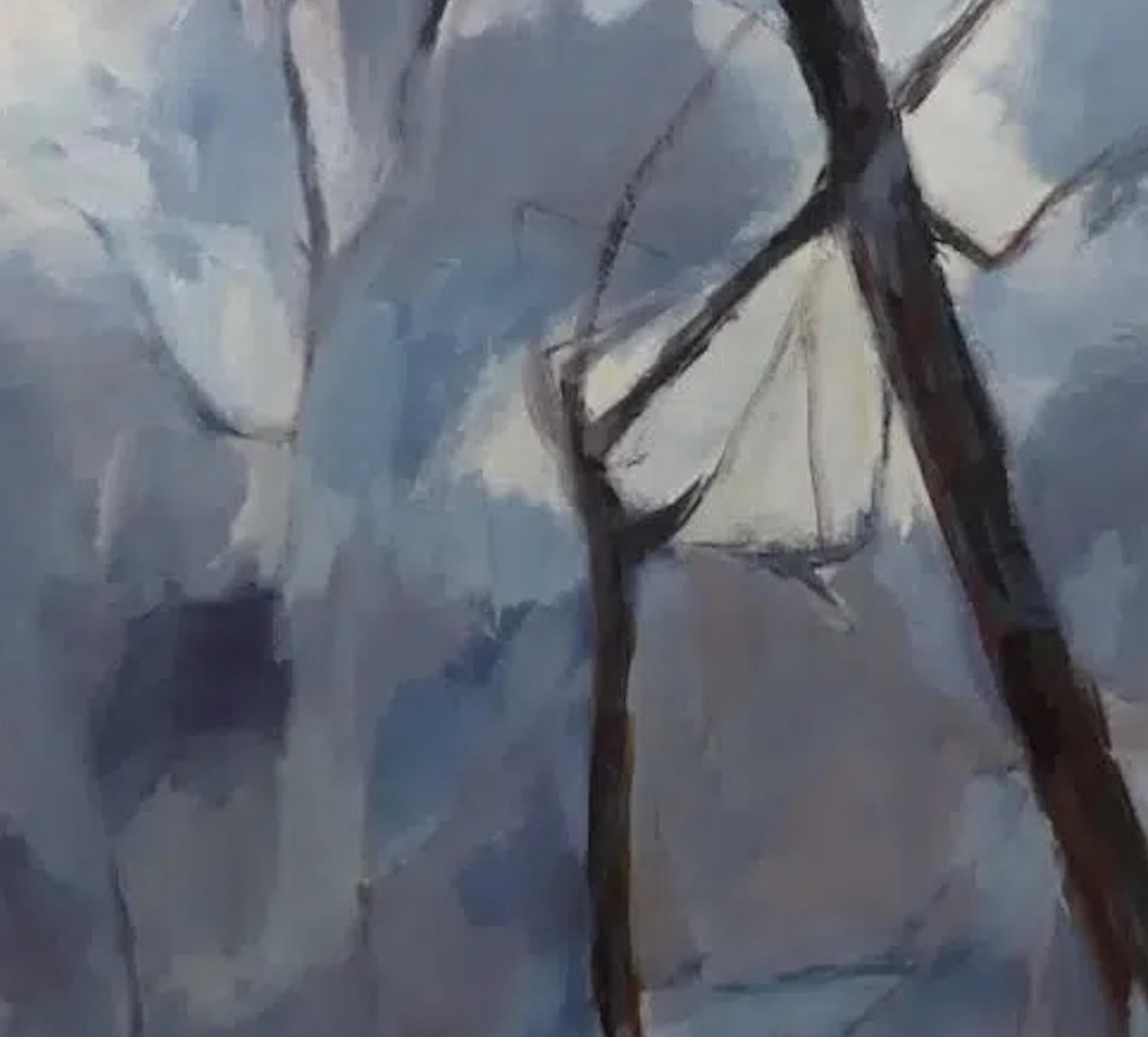 Ramures von Valérie de Sarrieu - Großformatiges Gemälde, blau, Natur, Baum im Angebot 3