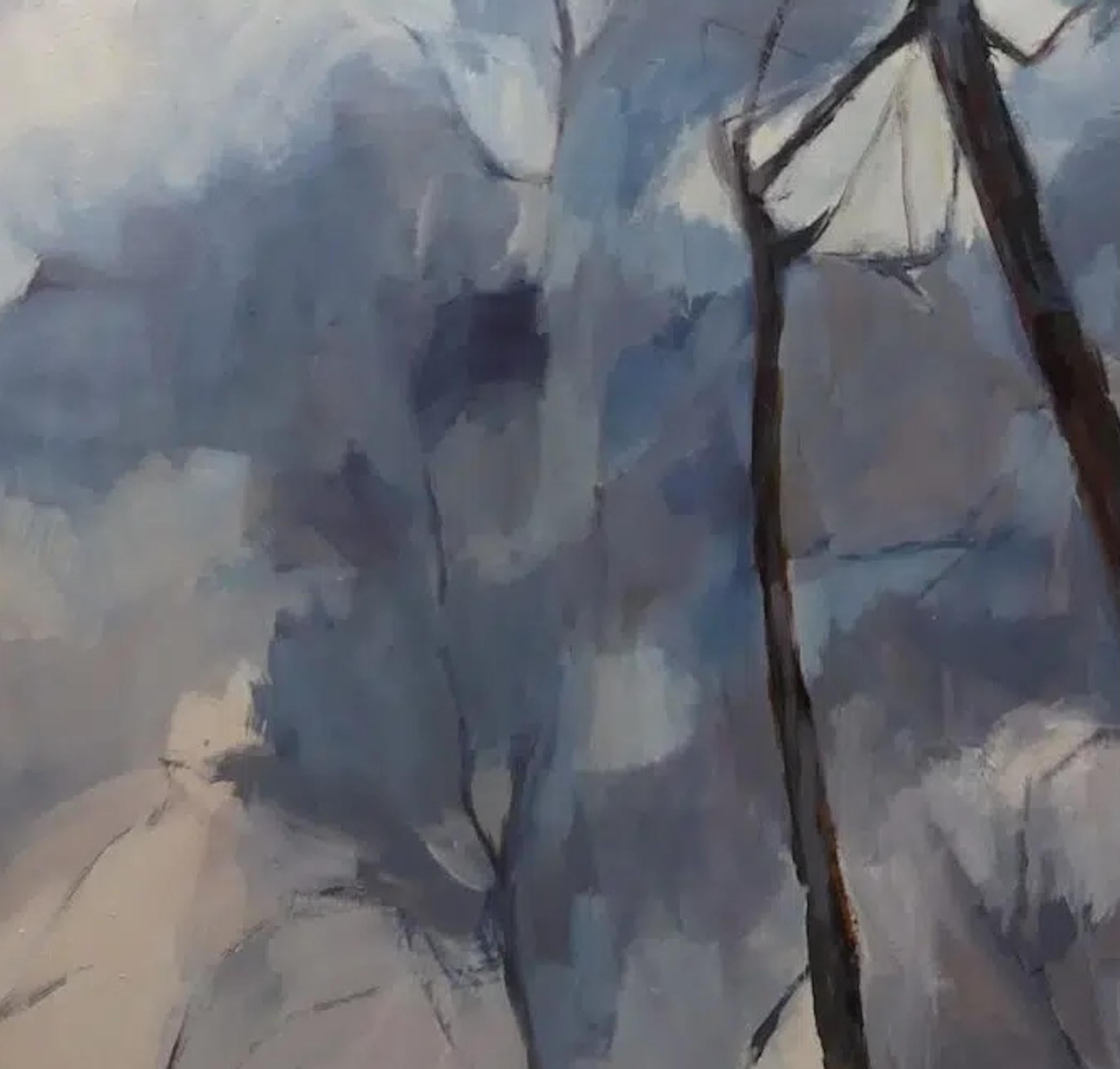 Ramures von Valérie de Sarrieu - Großformatiges Gemälde, blau, Natur, Baum im Angebot 4