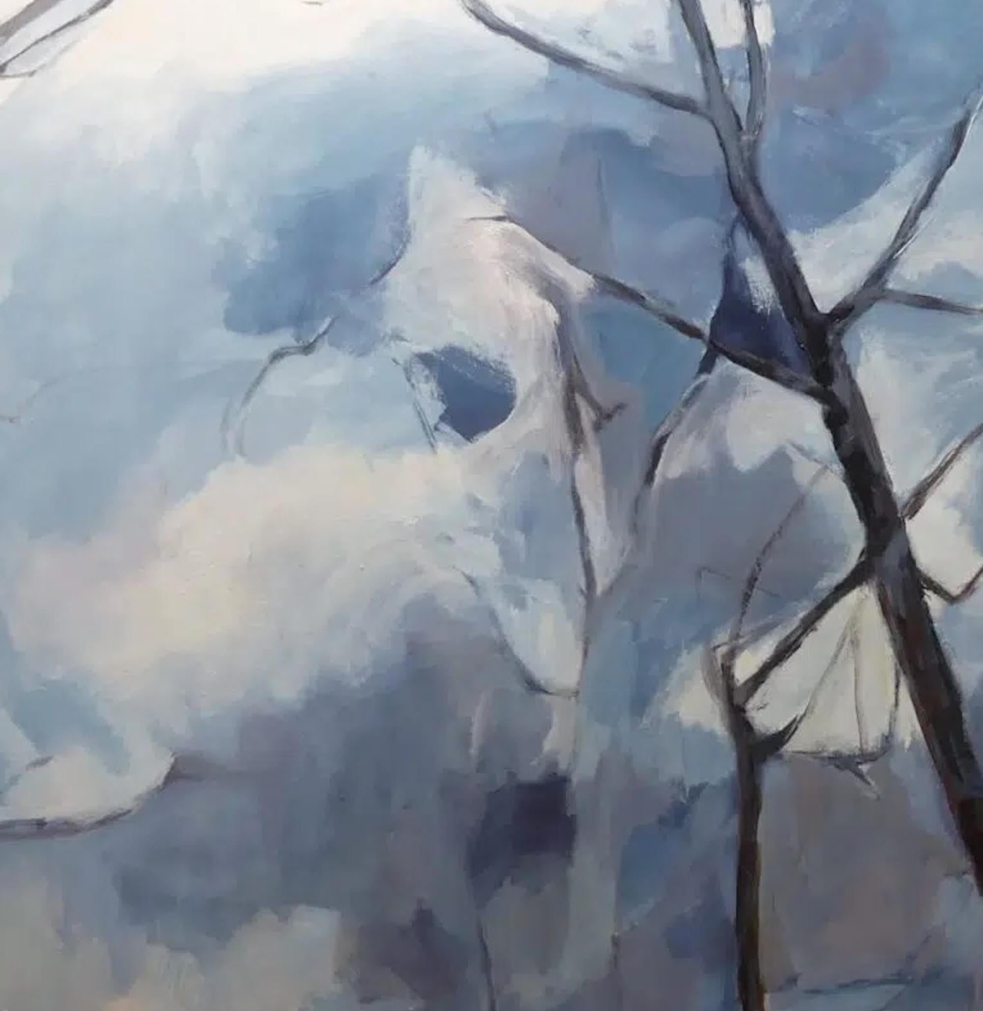 Ramures von Valérie de Sarrieu - Großformatiges Gemälde, blau, Natur, Baum im Angebot 5