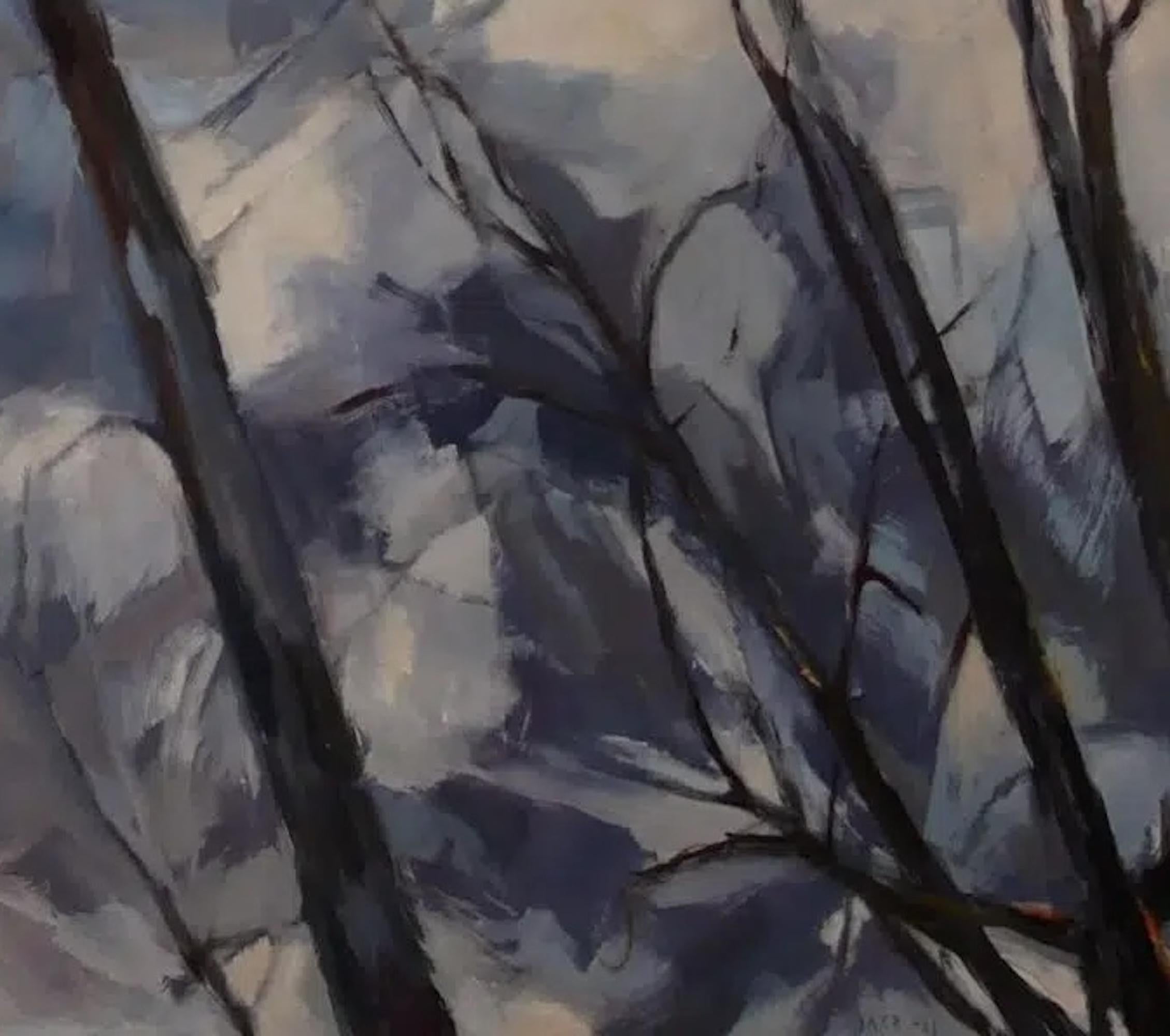 Ramures von Valérie de Sarrieu - Großformatiges Gemälde, blau, Natur, Baum im Angebot 6