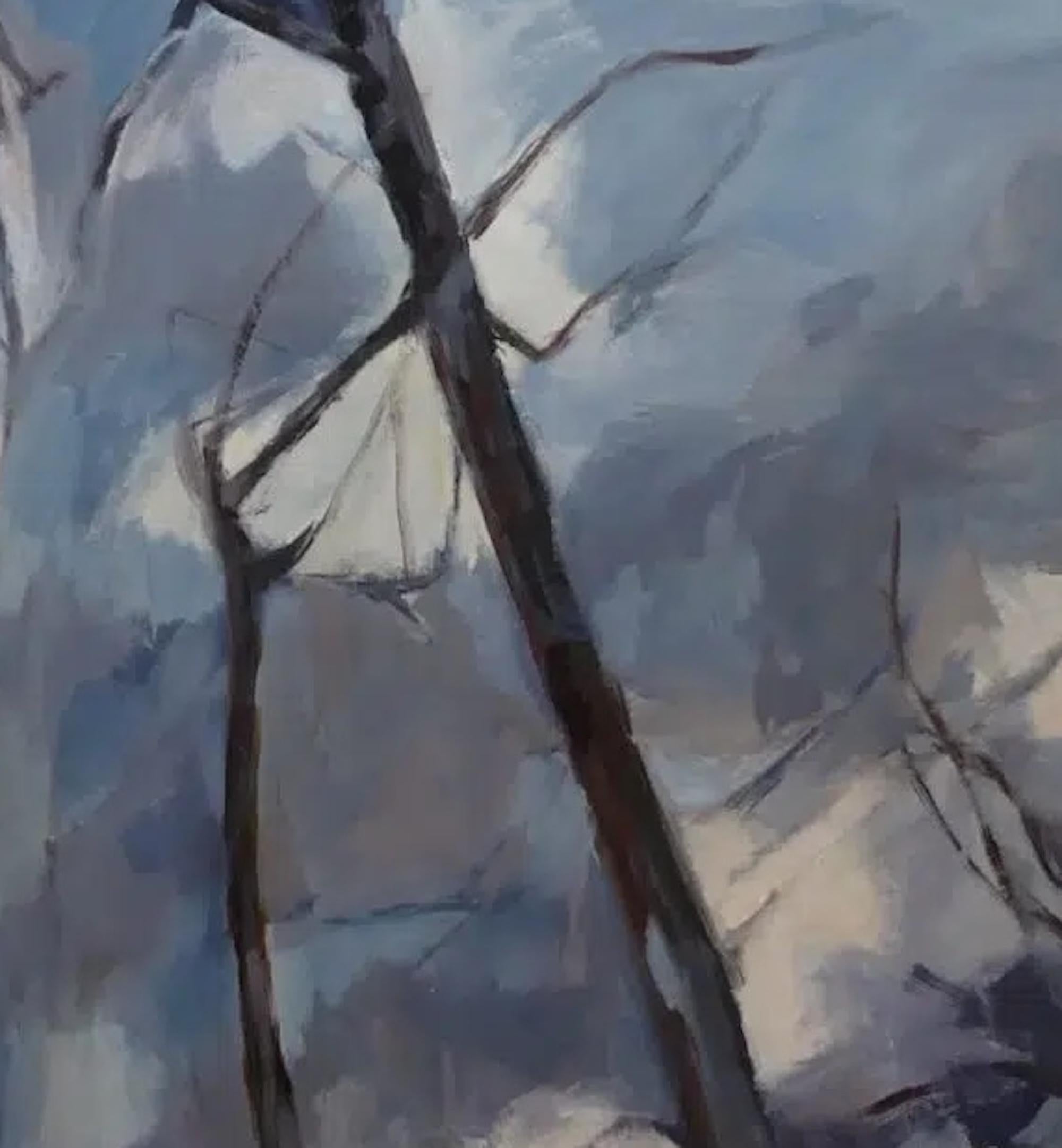 Ramures von Valérie de Sarrieu - Großformatiges Gemälde, blau, Natur, Baum im Angebot 7