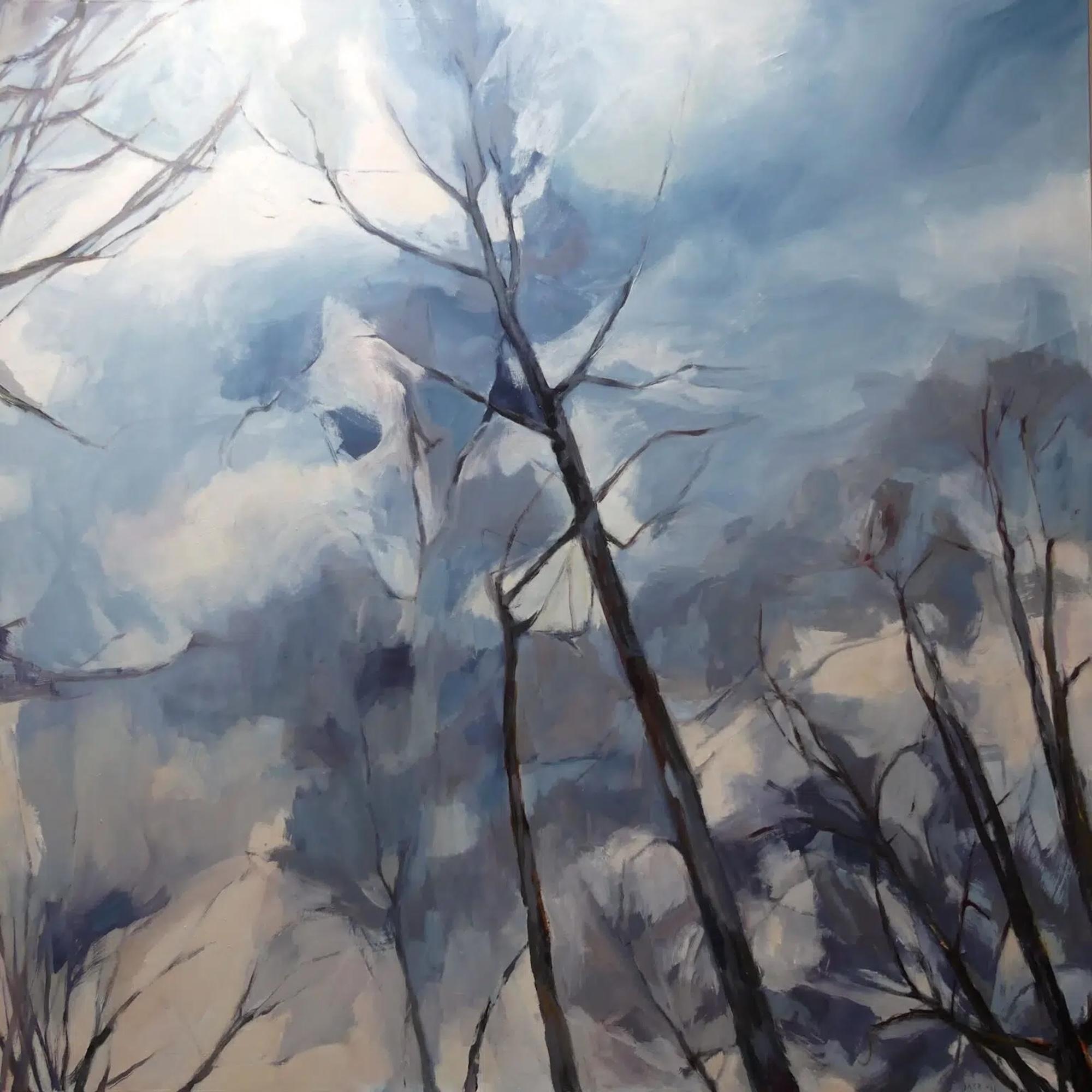 Ramures von Valérie de Sarrieu - Großformatiges Gemälde, blau, Natur, Baum