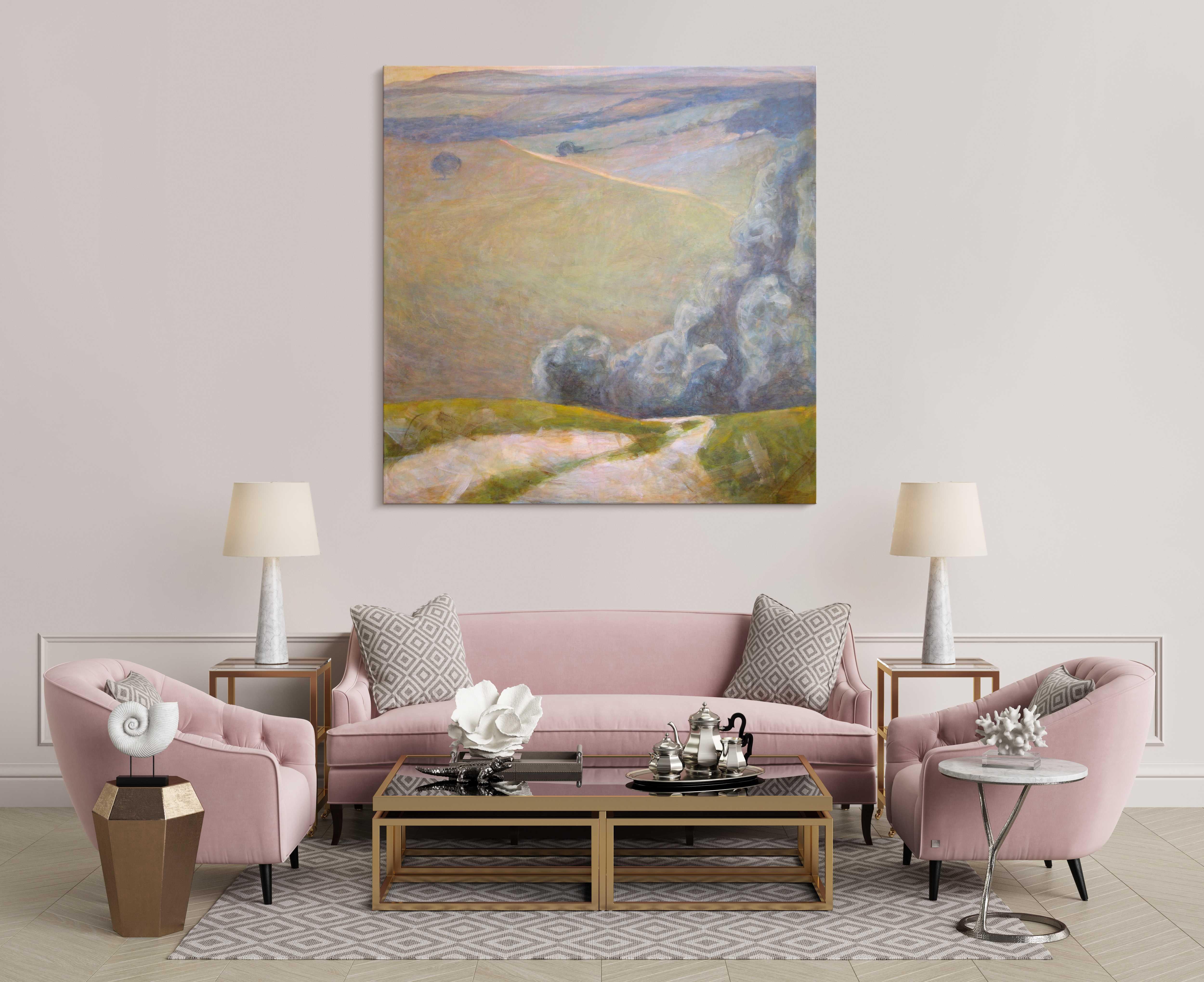 Der Weg von Valérie de Sarrieu - Öl auf leinwand malerei, landschaft im Angebot 1