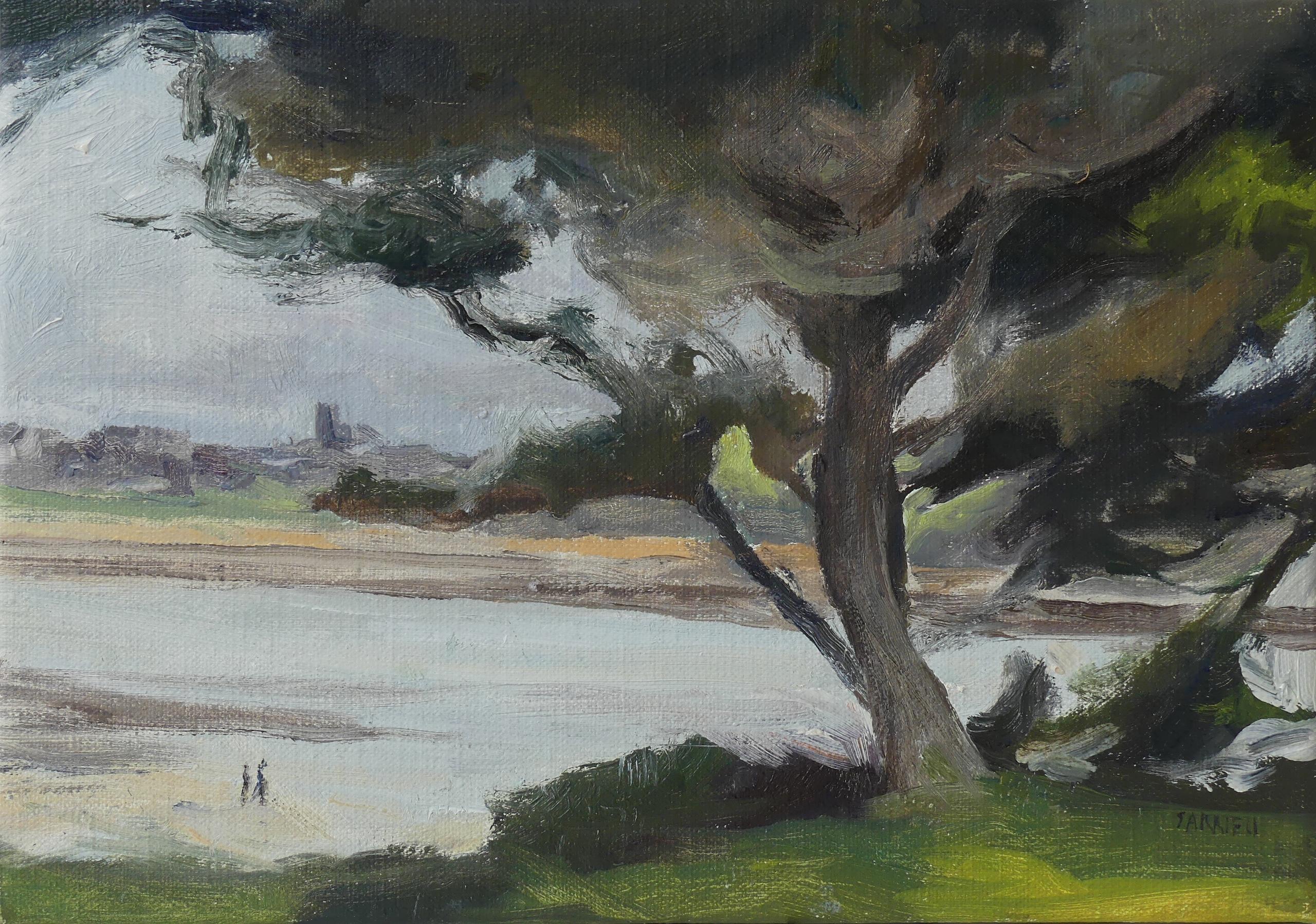 The Schoolboy is a unique oil on canvas painting by contemporary artist Valérie de Sarrieu, dimensions are 65 × 100 cm ( 25.6 × 39.4 in).
The artwork is signed, sold unframed and comes with a certificate of authenticity. 

Trébeurden in the Distance