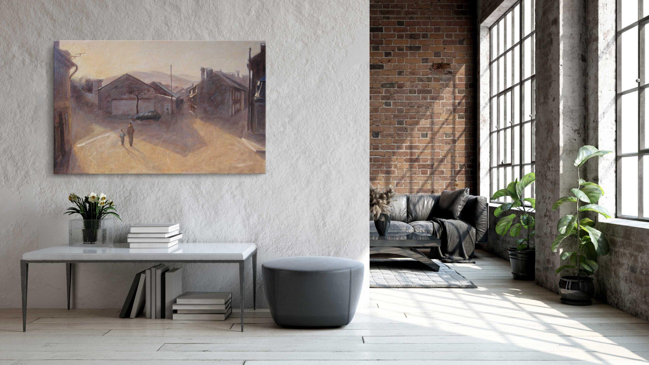 Zwei Brüder von Valérie de Sarrieu - Öl auf leinwand malerei, landschaft, pastell im Angebot 1