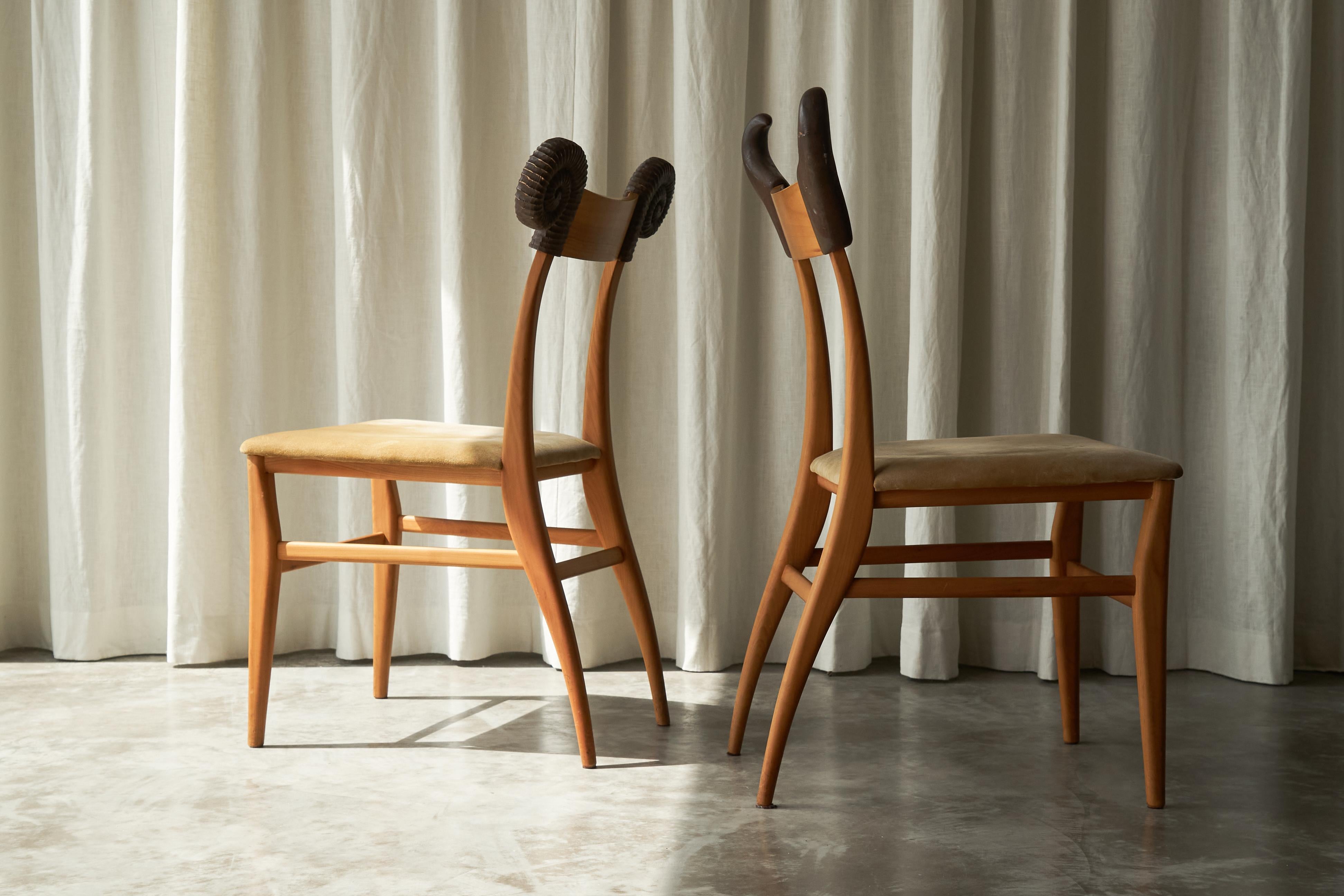 Valérie Dementhon Avant-Garde Pair of Side Chairs Edition NORD-SUD France 1990s 2