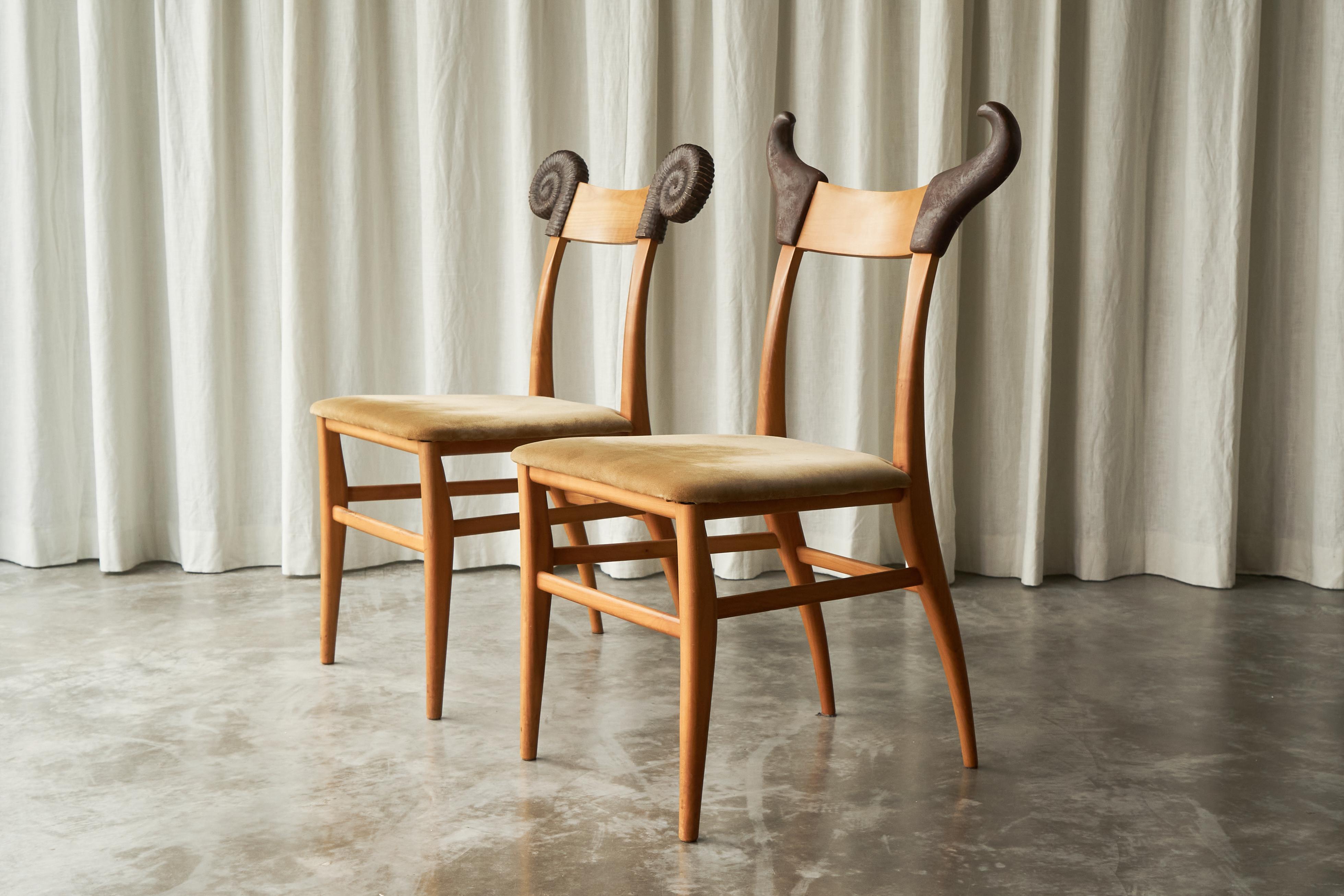 Valérie Dementhon Avant-Garde Pair of Side Chairs Edition NORD-SUD France 1990s 3